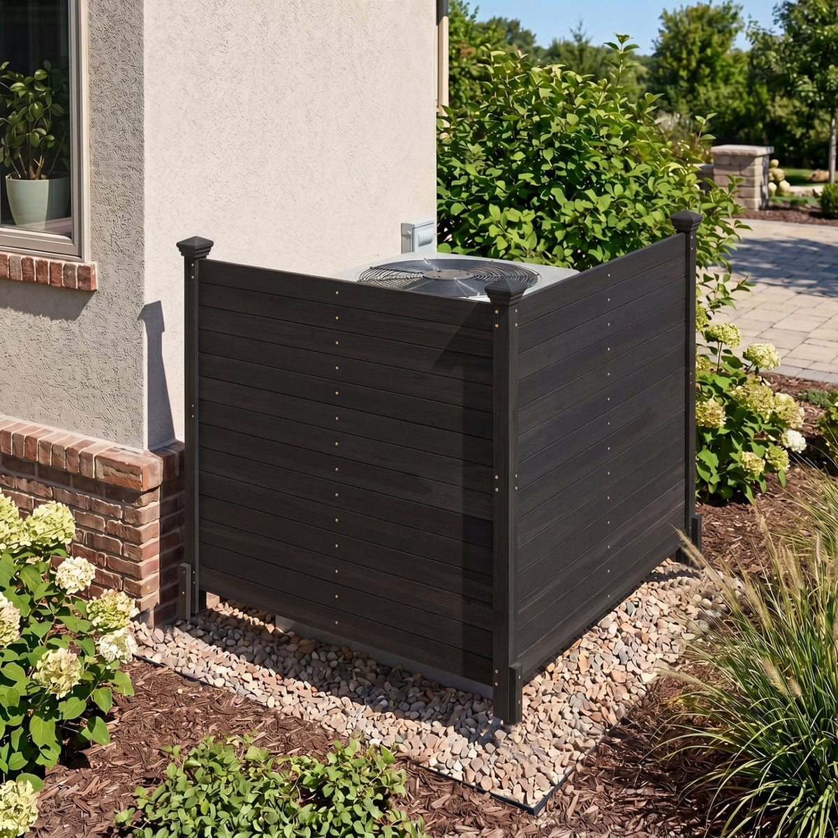 Outdoor Privacy Air Conditioner Fence for Outside and Backyard-Black-Outdoor Privacy Screens-DECOROLALA