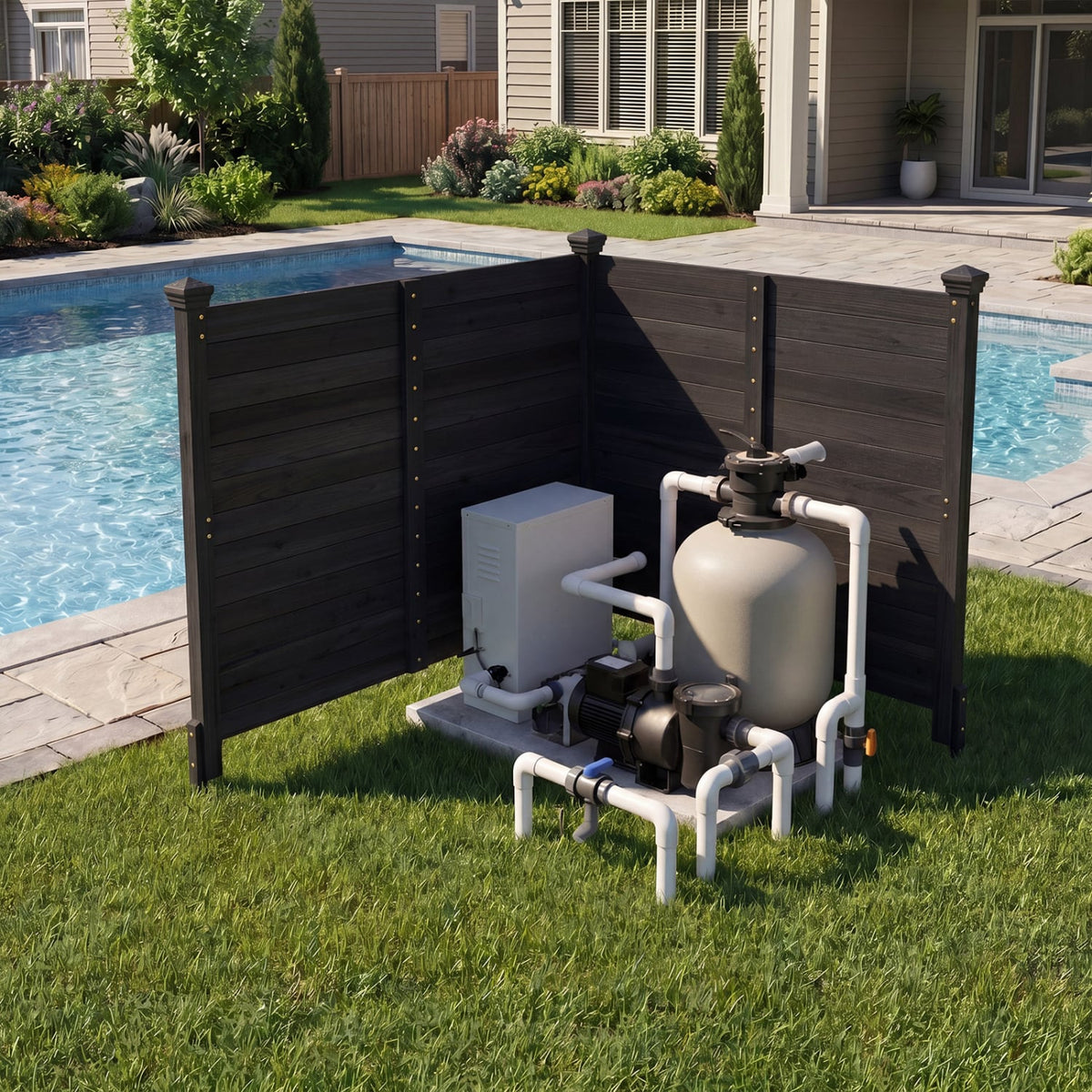 Outdoor Privacy Air Conditioner Fence for Outside and Backyard-Black-Outdoor Privacy Screens-DECOROLALA