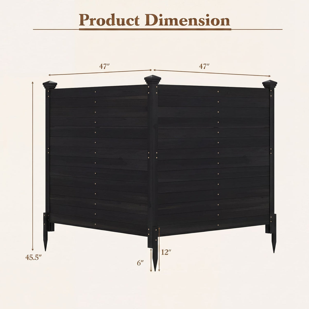 Outdoor Privacy Air Conditioner Fence for Outside and Backyard-Black-Outdoor Privacy Screens-DECOROLALA