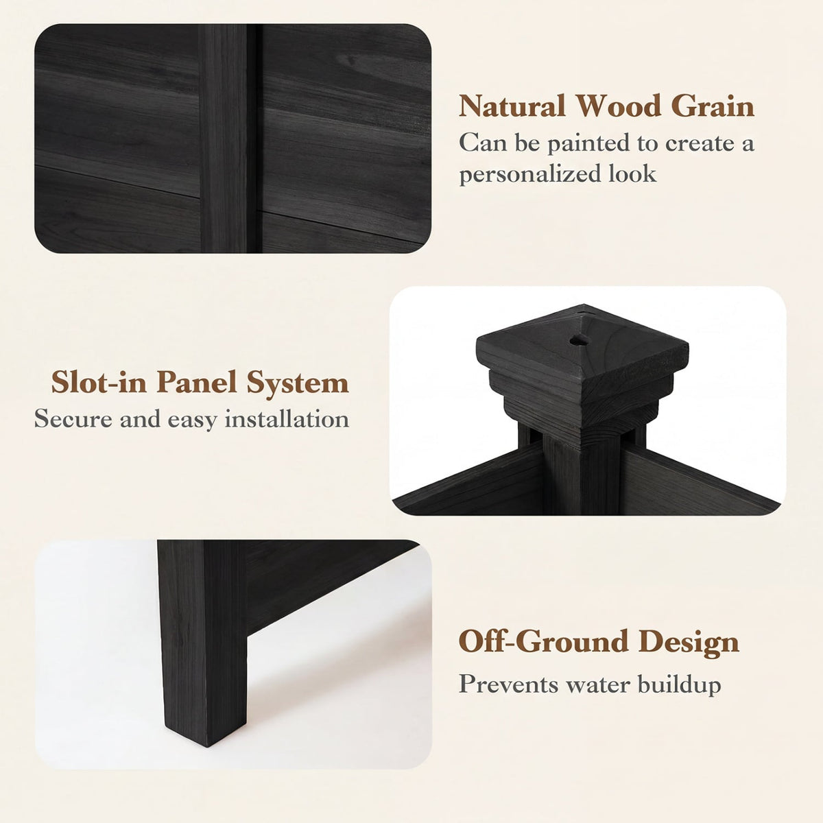 Outdoor Privacy Air Conditioner Fence for Outside and Backyard-Black-Outdoor Privacy Screens-DECOROLALA