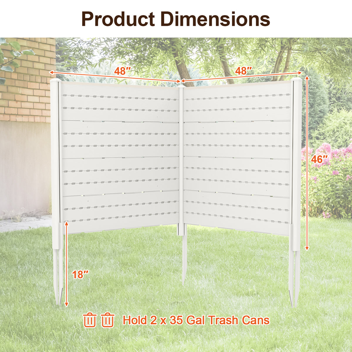 Outdoor Privacy Fence Screen with 5 Ground Stakes for Garden Yard Patio-White-Outdoor Privacy Screens-DECOROLALA