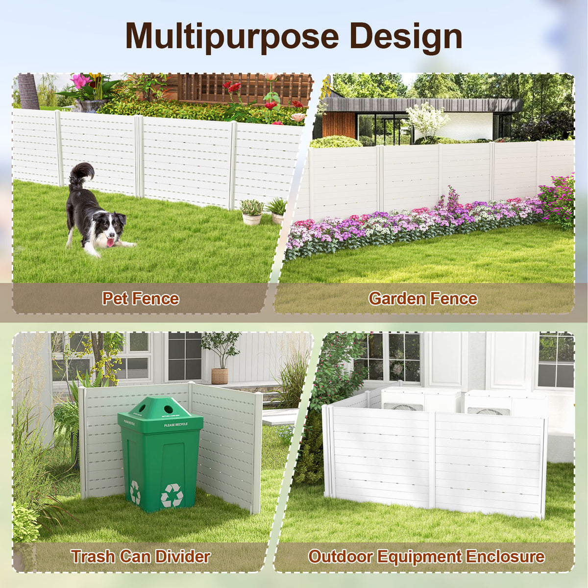 Outdoor Privacy Fence Screen with 5 Ground Stakes for Garden Yard Patio-White-Outdoor Privacy Screens-DECOROLALA