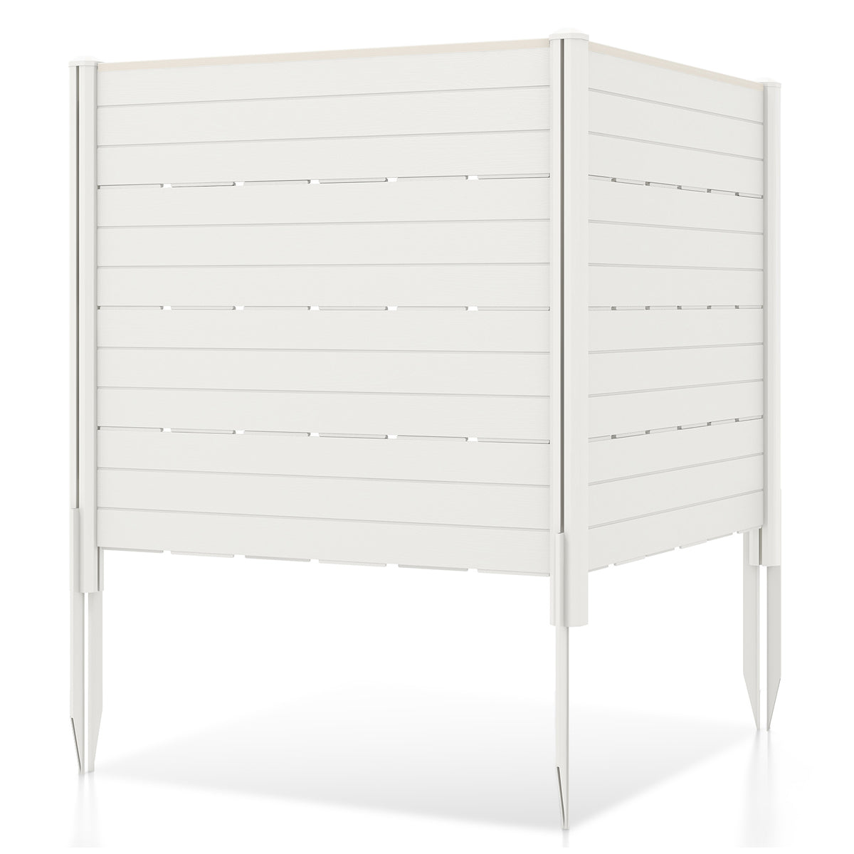Outdoor Privacy Fence Screen with 5 Ground Stakes for Garden Yard Patio-White-Outdoor Privacy Screens-DECOROLALA