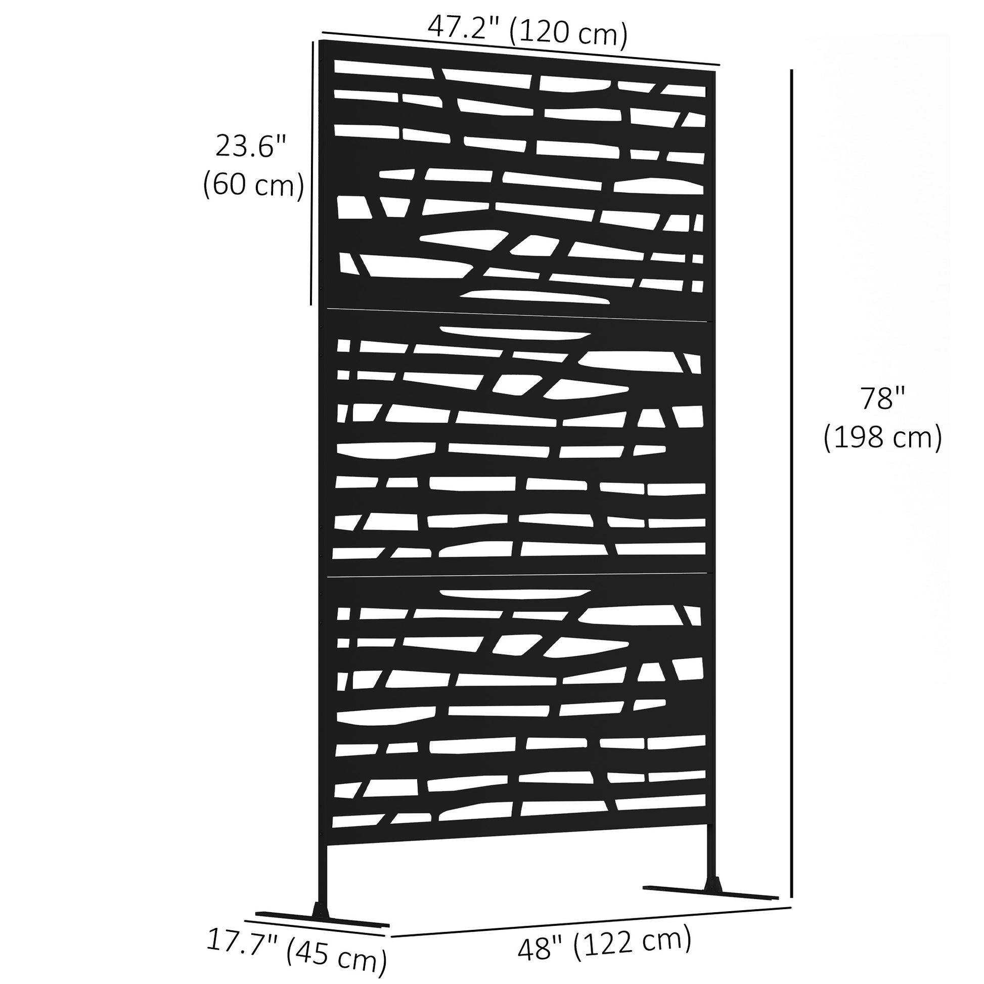 Outdoor Privacy Screen - Black Steel Trellis 48" x 78"-DECOROLALA