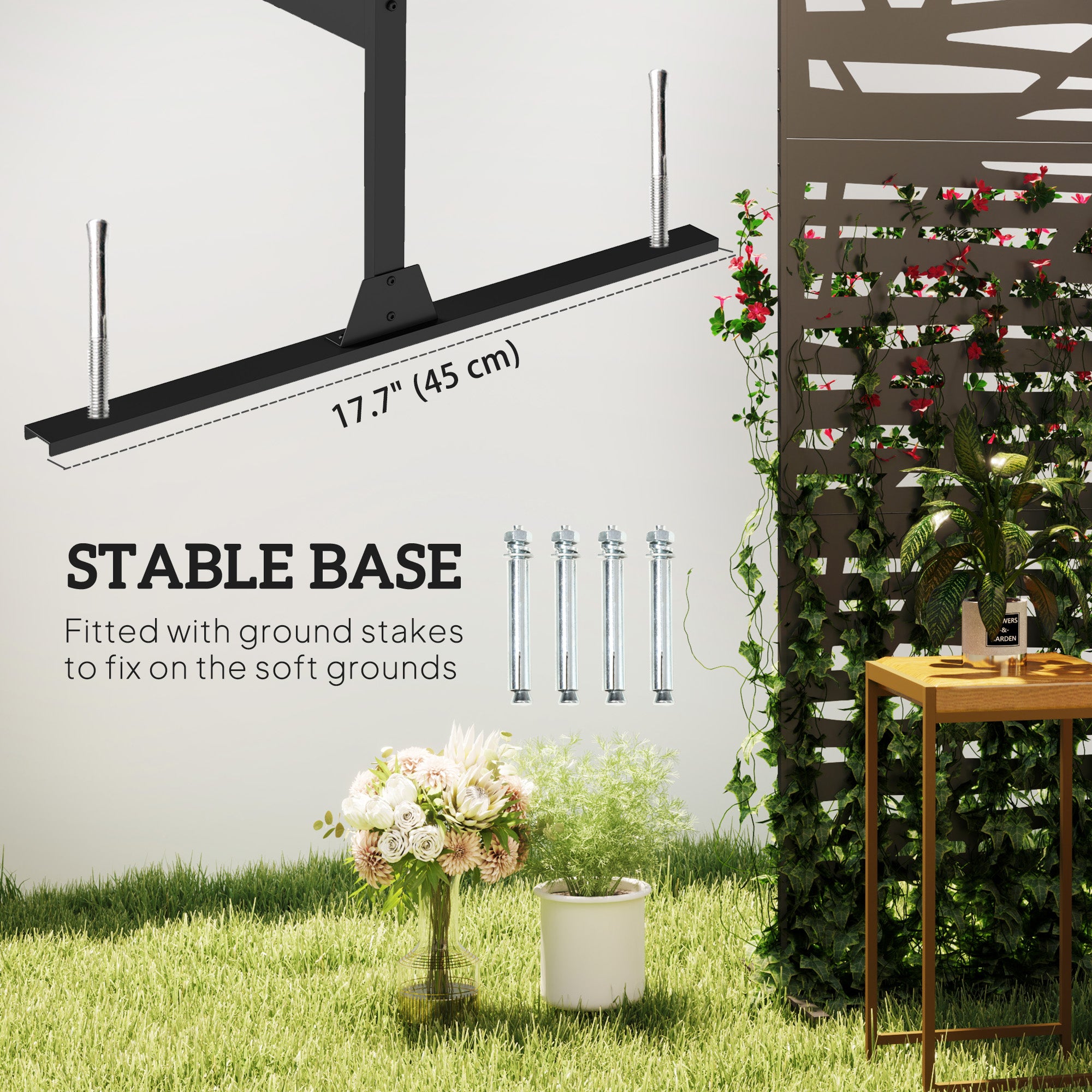 Outdoor Privacy Screen - Black Steel Trellis 48" x 78"-DECOROLALA