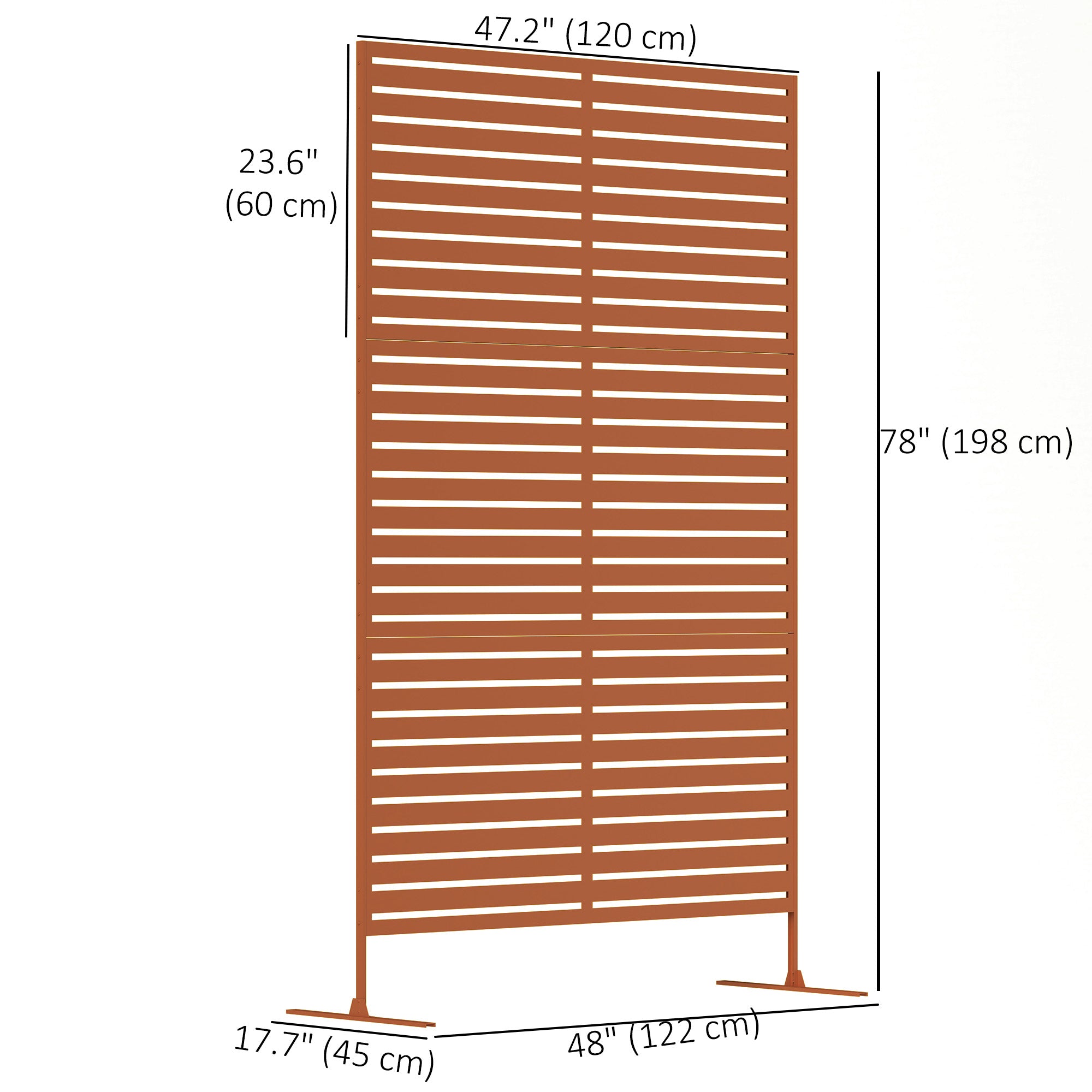 Outdoor Privacy Screen - Brown 48" Metal Garden Trellis-DECOROLALA