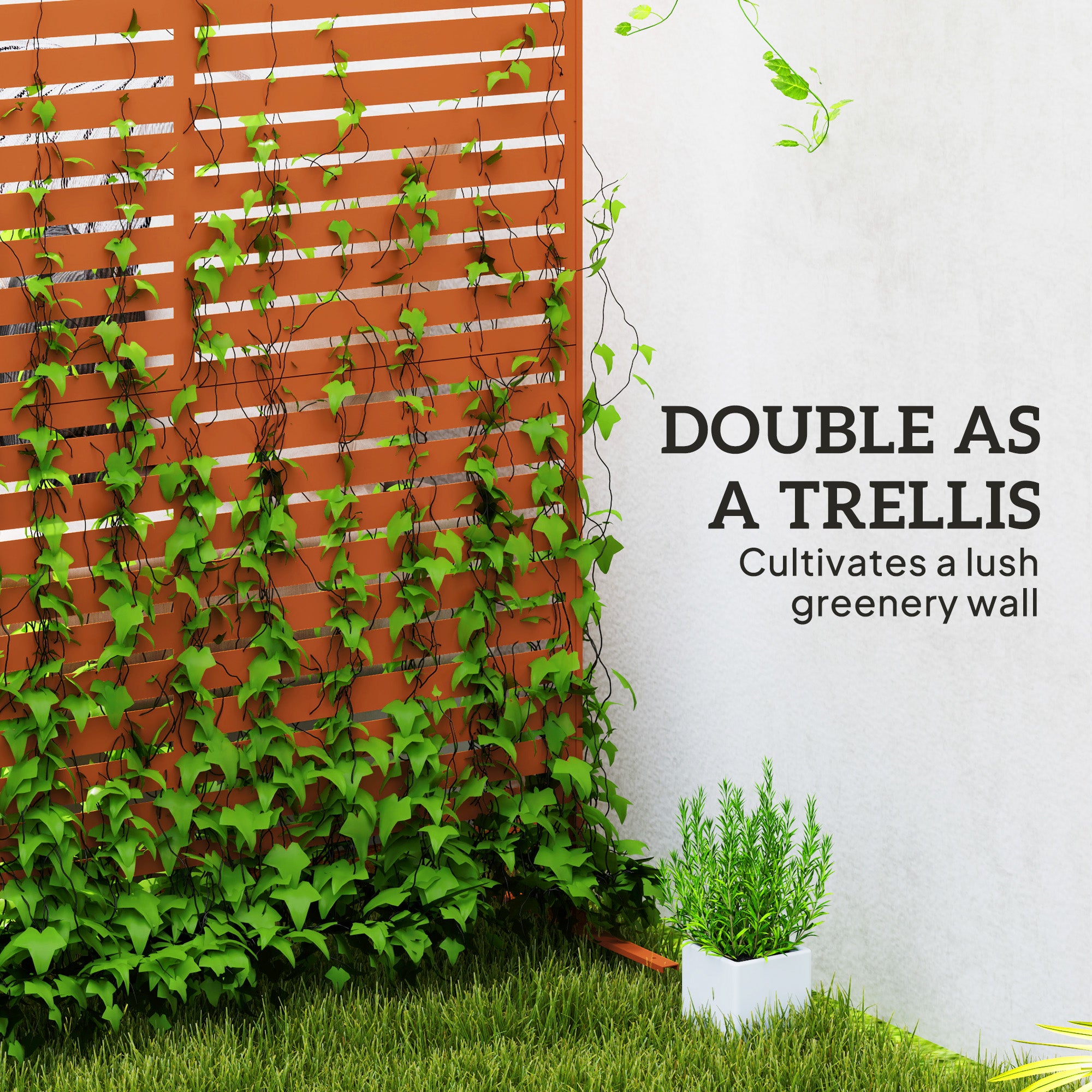 Outdoor Privacy Screen - Brown 48" Metal Garden Trellis-DECOROLALA