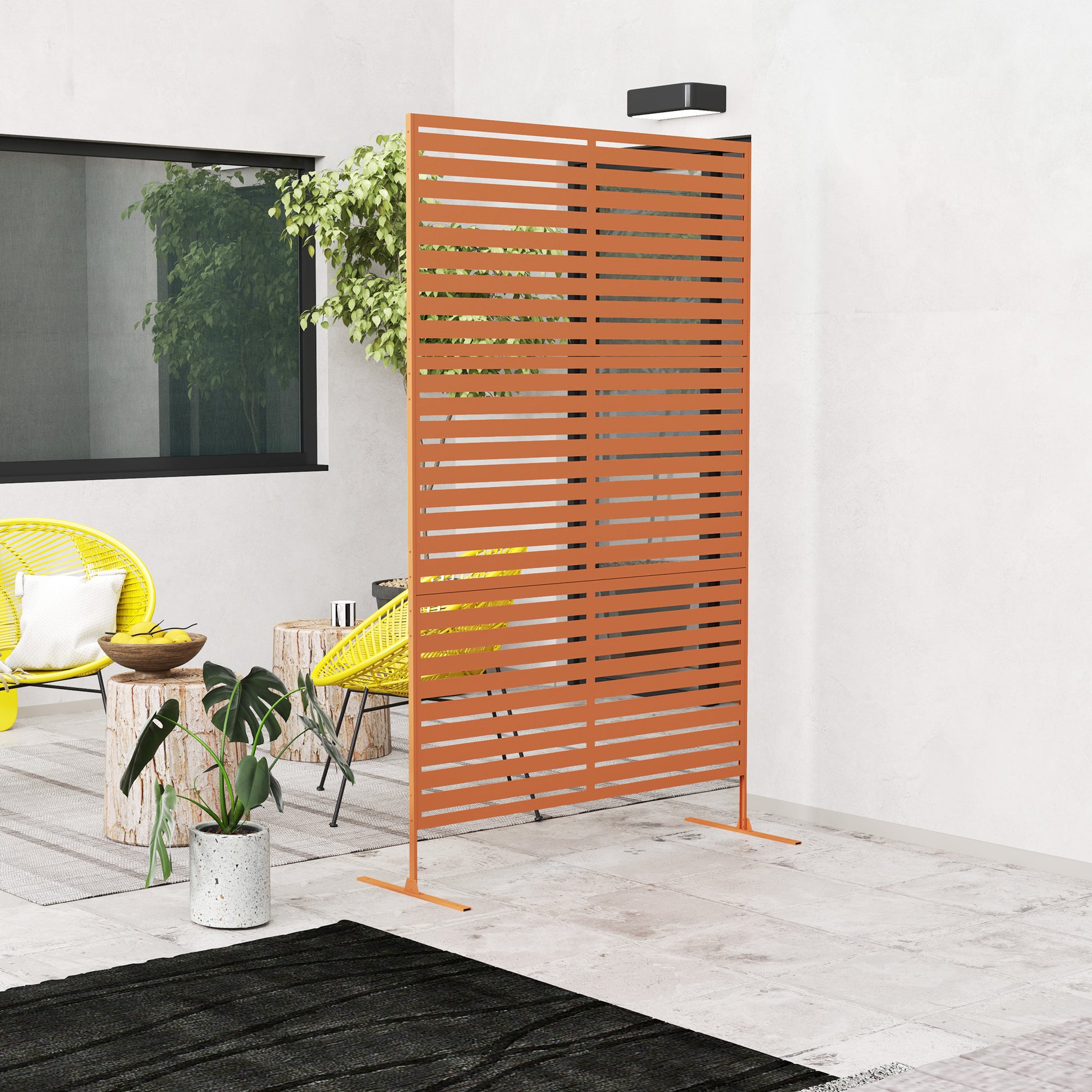 Outdoor Privacy Screen - Brown 48" Metal Garden Trellis-DECOROLALA