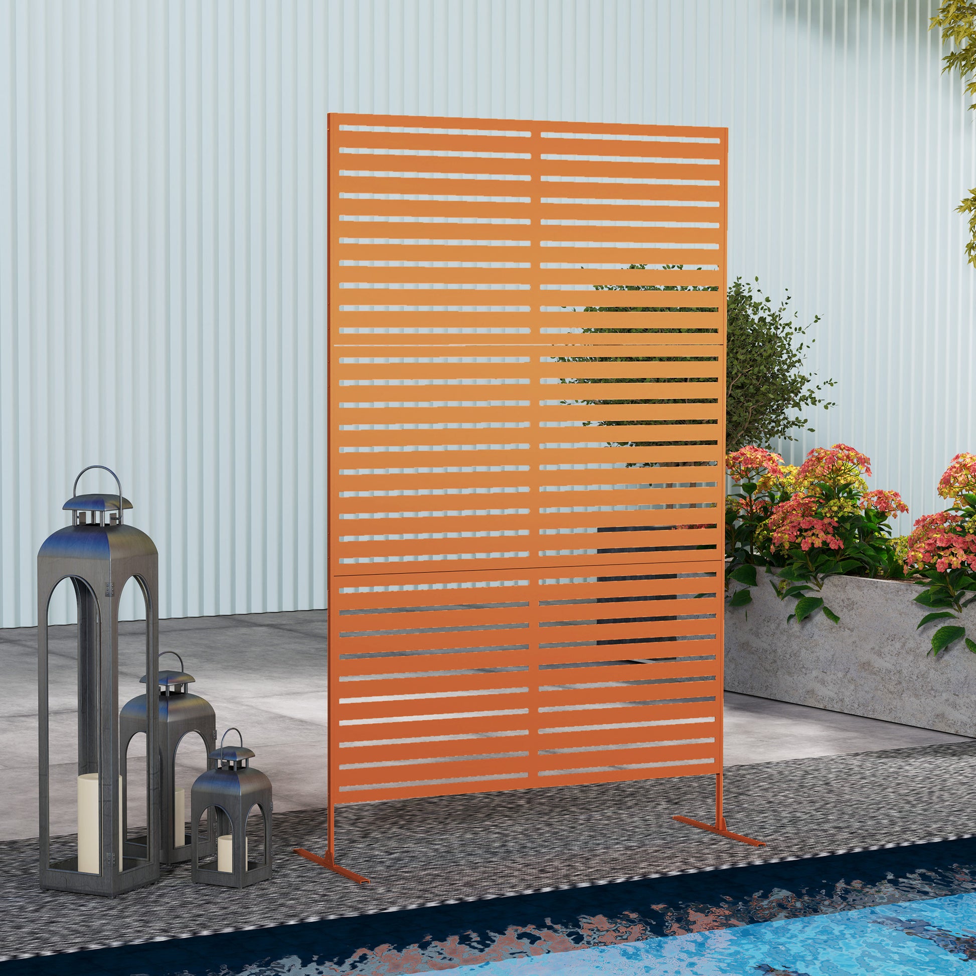 Outdoor Privacy Screen - Brown 48" Metal Garden Trellis-DECOROLALA