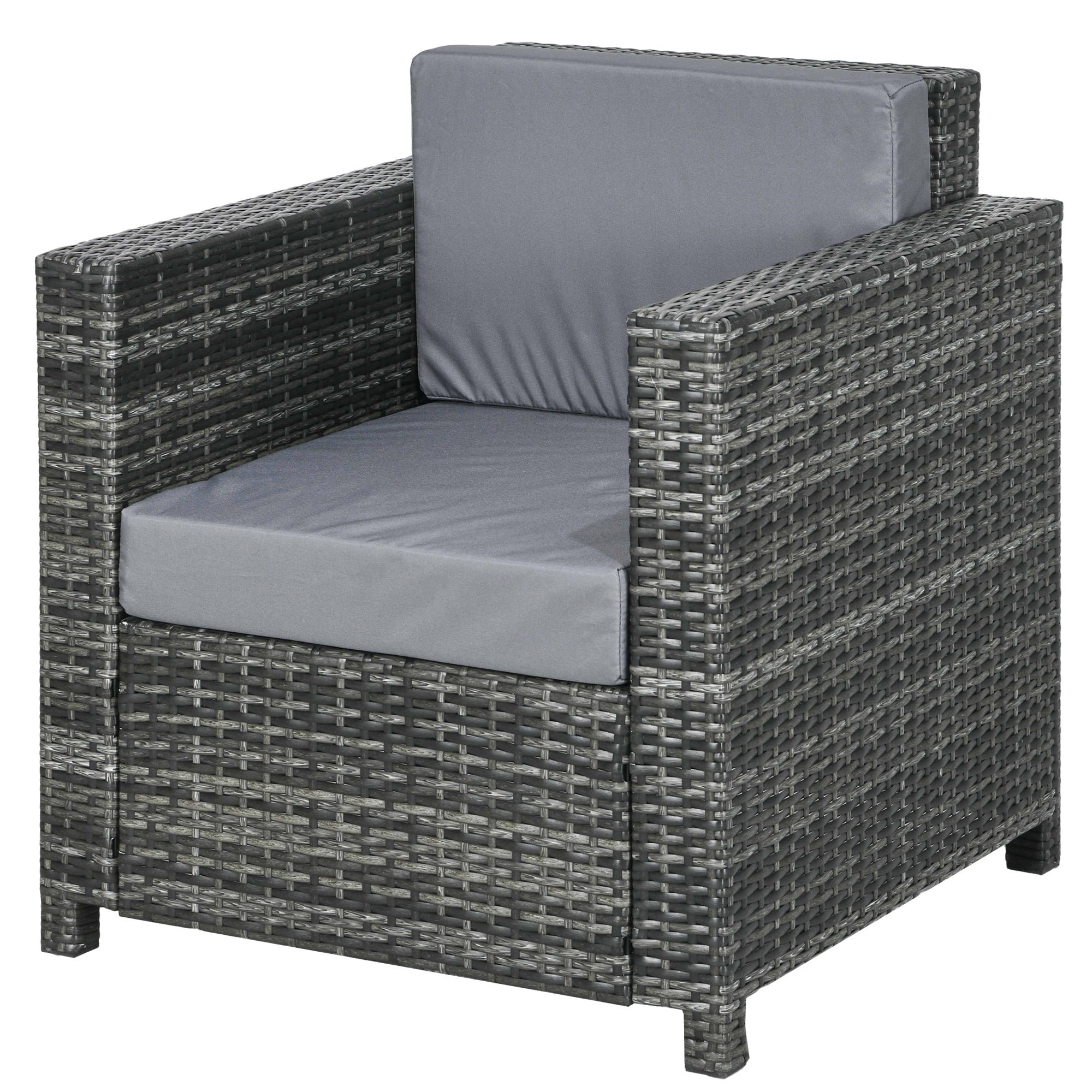 Outdoor Rattan Armchair with Cushions - Grey-DECOROLALA
