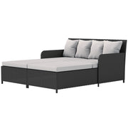 Outdoor Rattan Daybed, Light Grey, 4 Pillows, UV-Resistant, Patio Lounge Bed-Outdoor Chaise Lounges-DECOROLALA