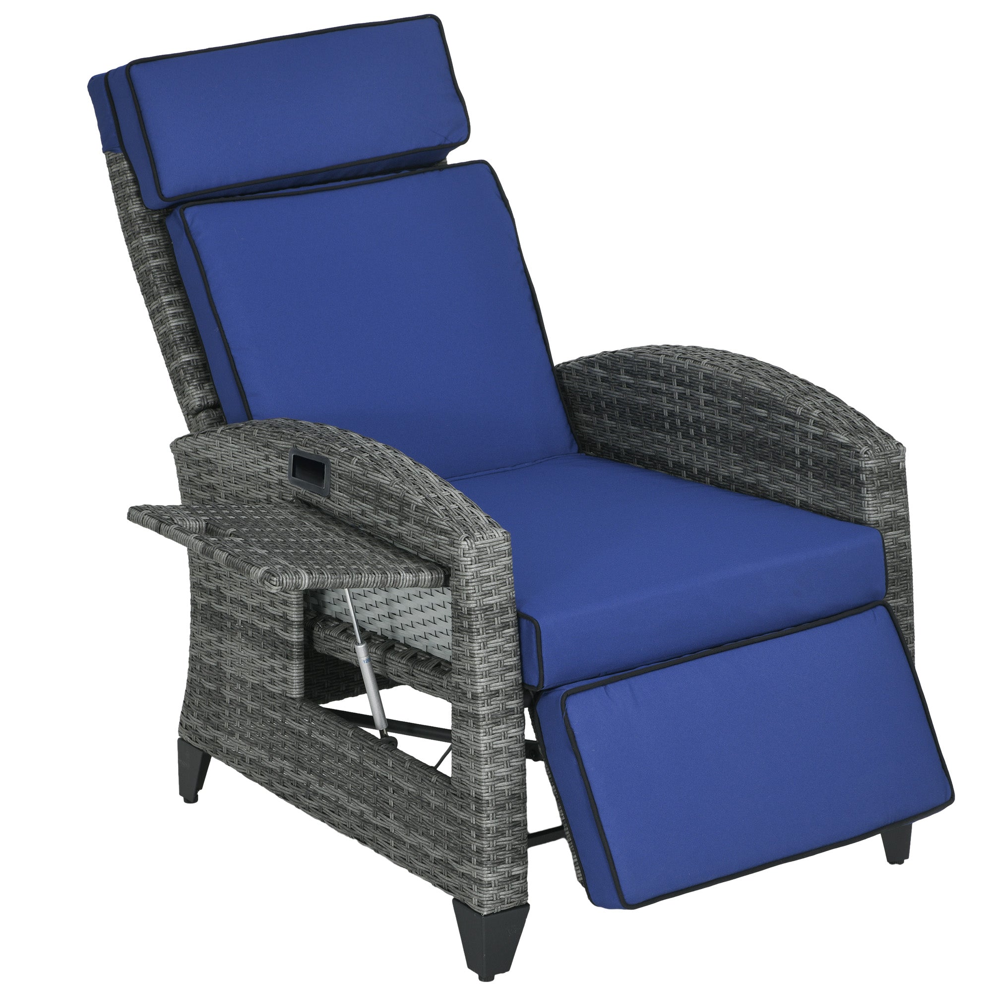Outdoor Recliner Chair - Dark Blue Adjustable-DECOROLALA