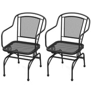 Outdoor Rocking Chair Set of 2 with Mesh Backrest and Seat for Yard-Black-Outdoor Rocking Chairs & Gliders-DECOROLALA