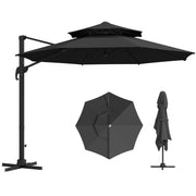 Outdoor Rotatable Cantilever Umbrella - Dark Grey, 11ft Aluminum Shade-DECOROLALA