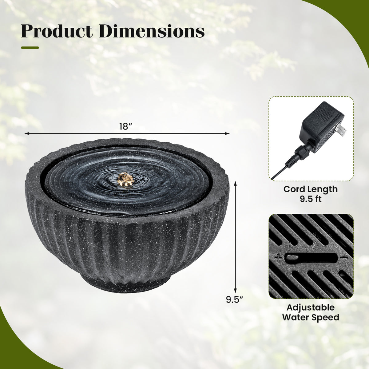 Outdoor Round Sphere Water Fountain with LED Lights and Pump-Outdoor Water Fountains-DECOROLALA