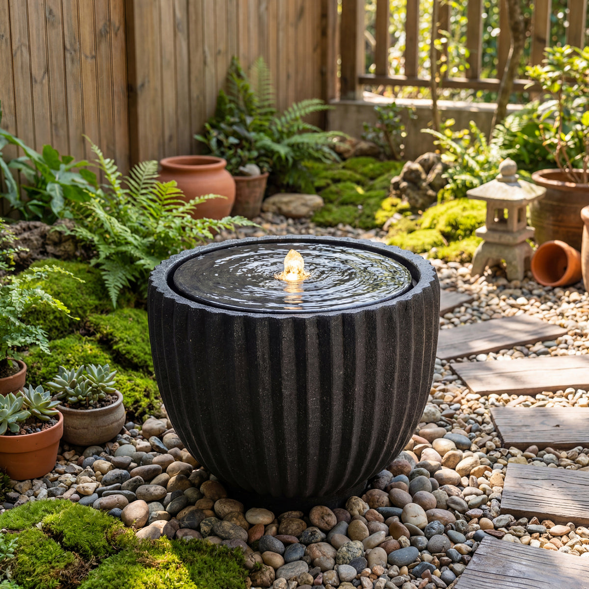 Outdoor Round Sphere Water Fountain with Pump for Garden-Outdoor Water Fountains-DECOROLALA