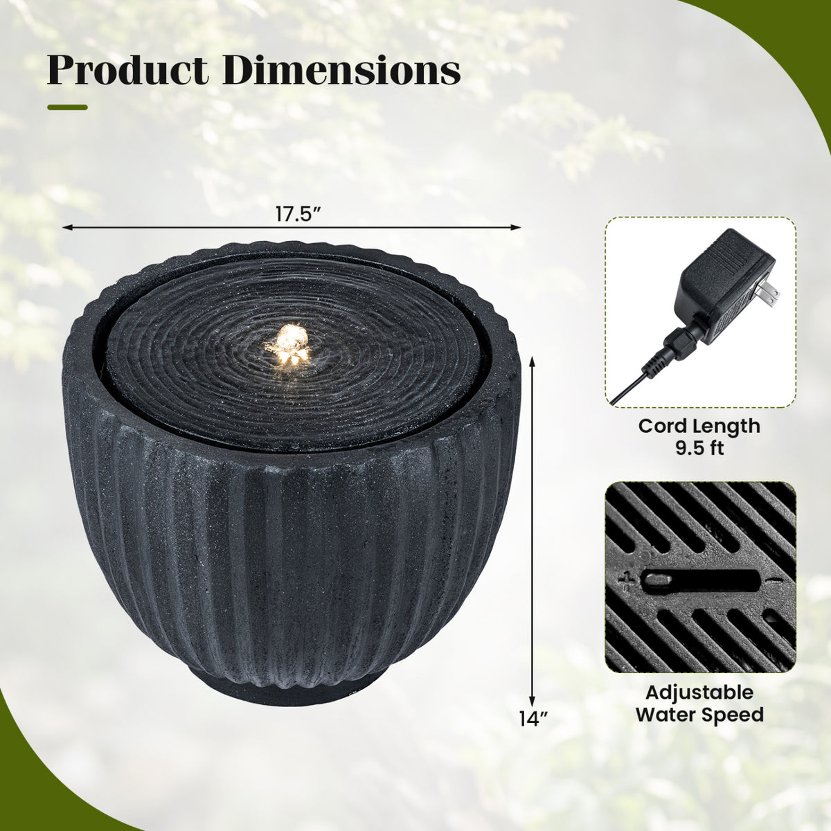 Outdoor Round Sphere Water Fountain with Pump for Garden-Outdoor Water Fountains-DECOROLALA