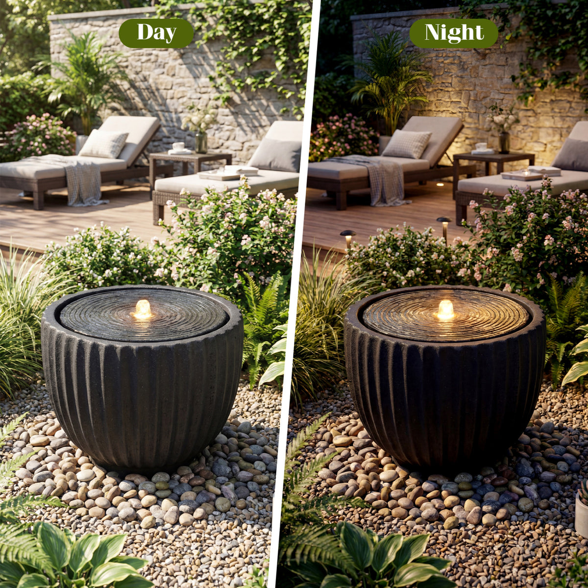 Outdoor Round Sphere Water Fountain with Pump for Garden-Outdoor Water Fountains-DECOROLALA