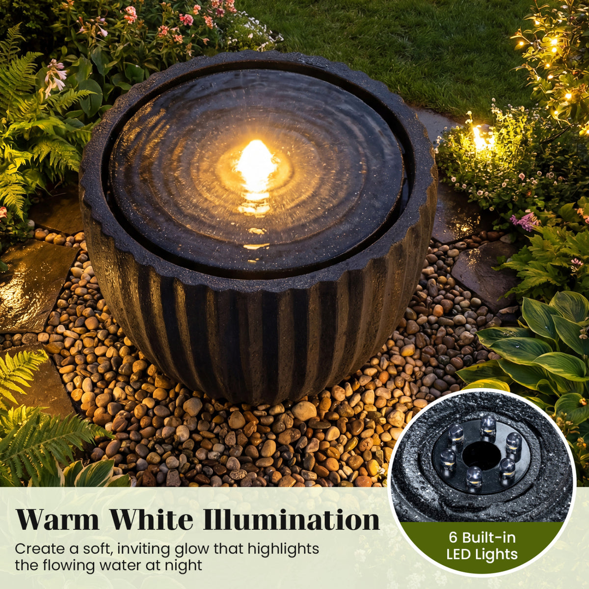 Outdoor Round Sphere Water Fountain with Pump for Garden-Outdoor Water Fountains-DECOROLALA