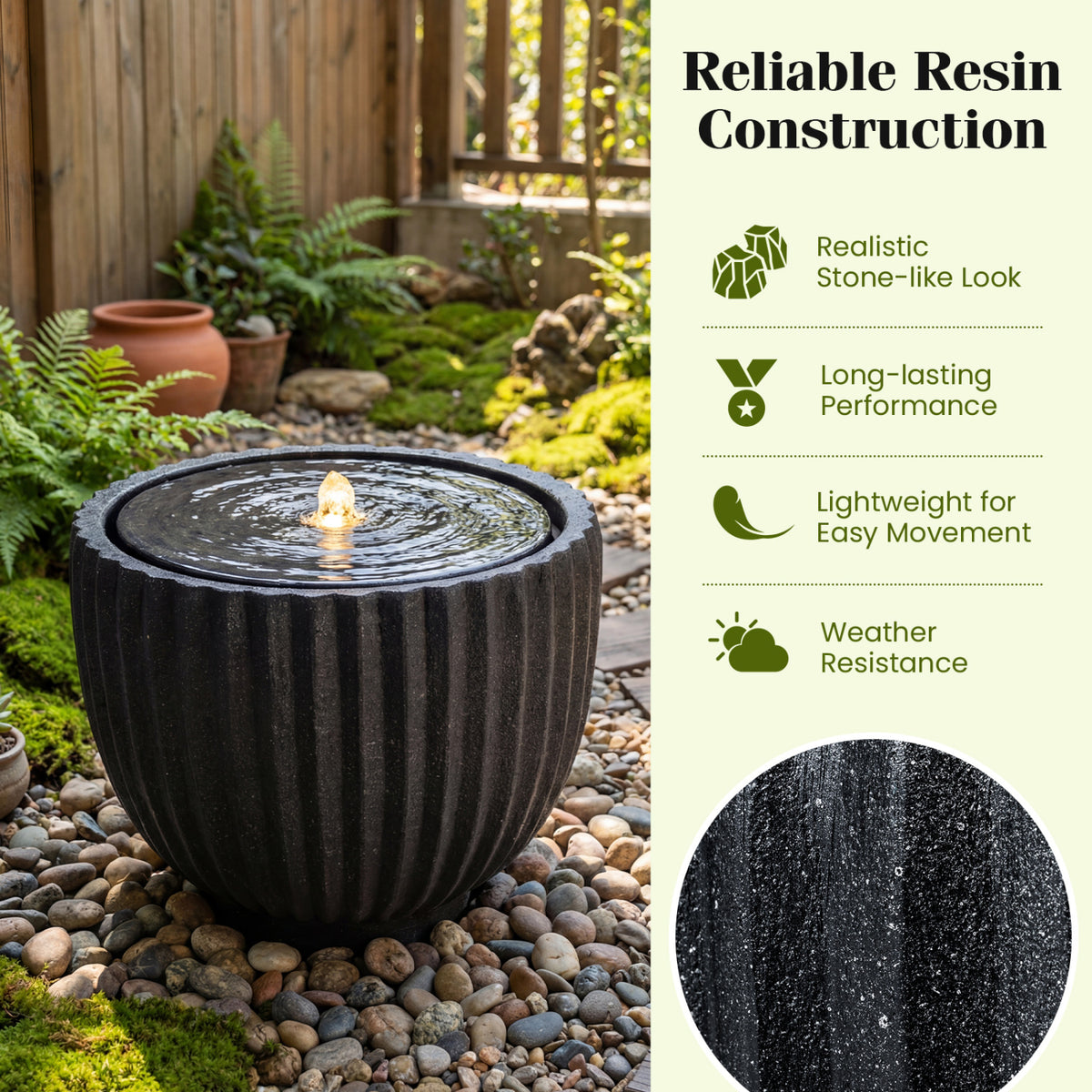 Outdoor Round Sphere Water Fountain with Pump for Garden-Outdoor Water Fountains-DECOROLALA