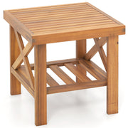 Outdoor Side Table with Storage Shelf for Small Space-Patio Coffee Tables-DECOROLALA