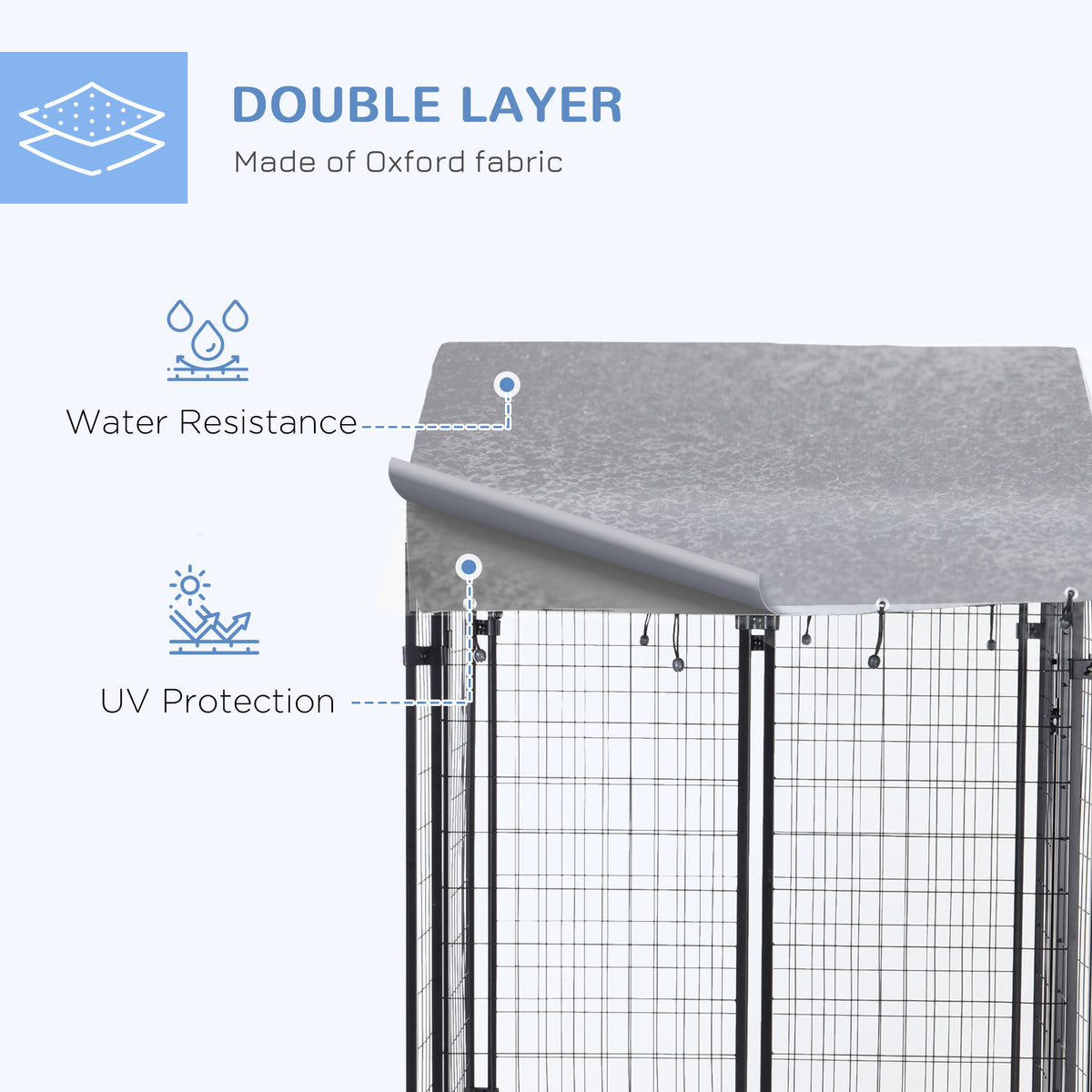 Outdoor Steel Dog Kennel with Waterproof Cover, 4 x 4 x 4.5 ft-Dogs-DECOROLALA