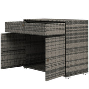 Outdoor Storage Cabinet, Wicker 2-Door Pool Towel Storage Cabinet with Drawer, PE Rattan Pool Organizer, Grey-Outdoor Storage Cabinets-DECOROLALA