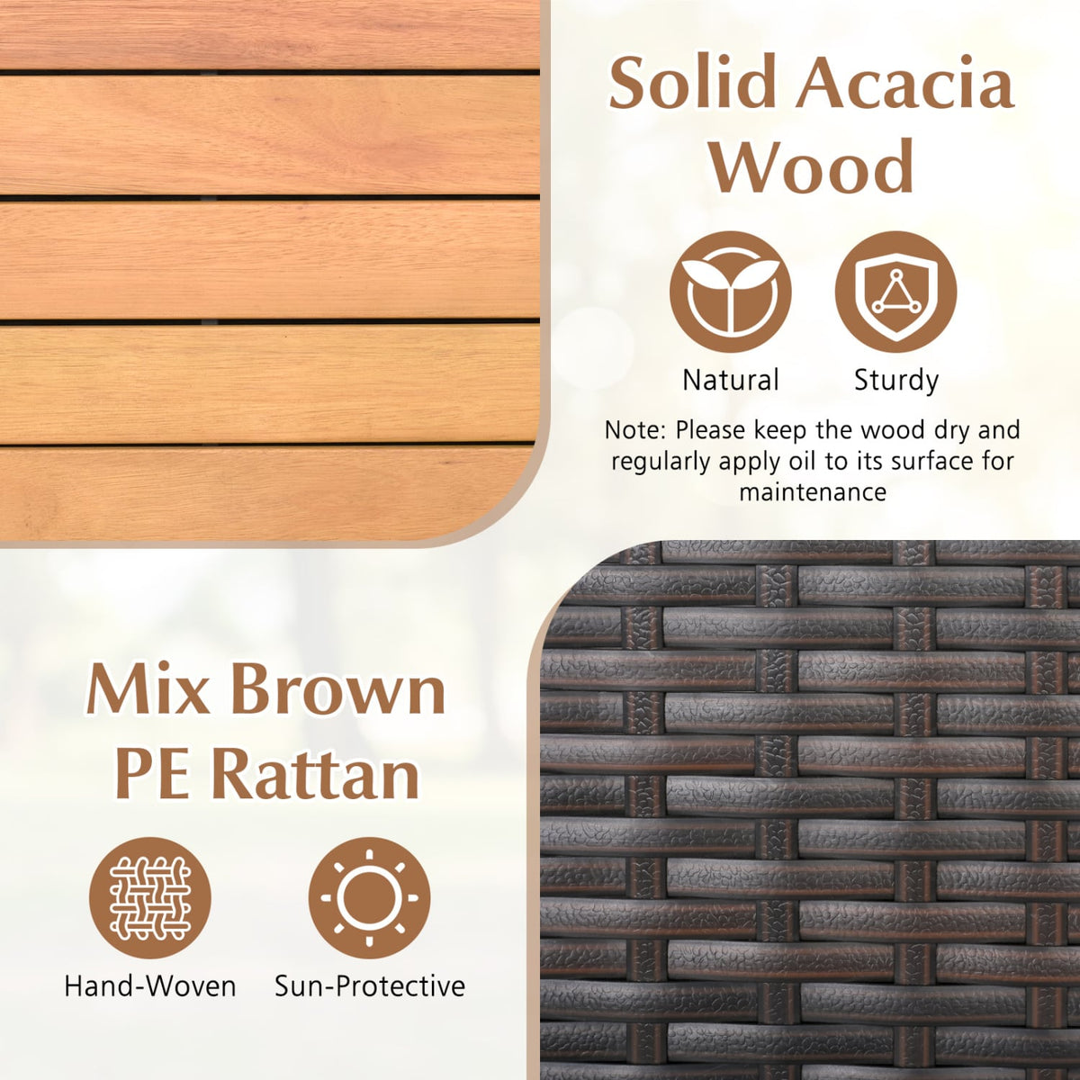 Outdoor Storage Cabinet with Acacia Wood Top and Lockable Wheels-Brown-Sheds & Outdoor Storage-DECOROLALA
