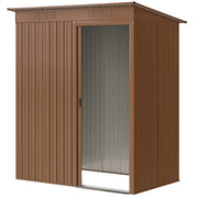 Outdoor Storage Shed - 5.2' x 3.5' Light Brown Metal Garden Shed-Patio & Garden > Lawn & Garden > Sheds-DECOROLALA