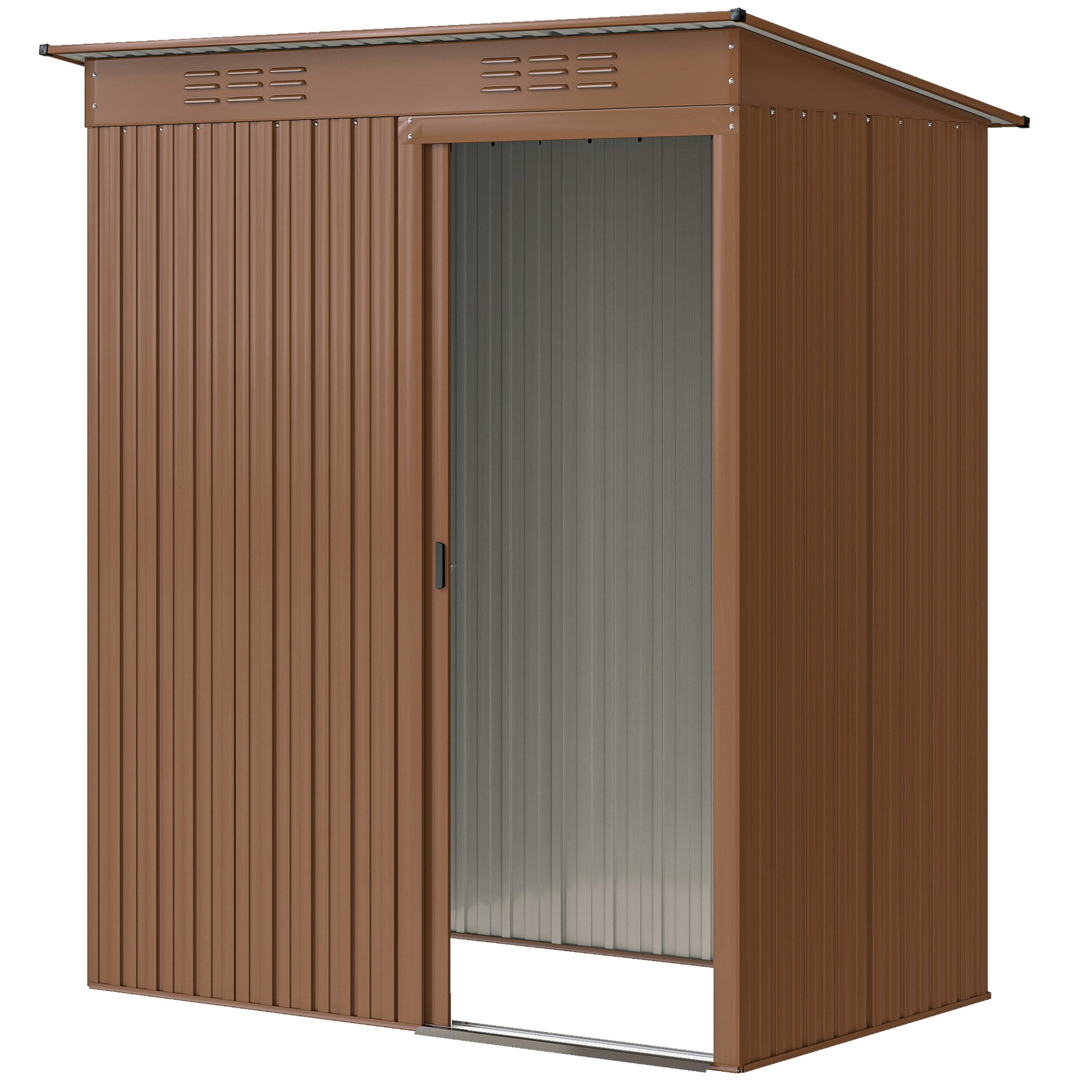 Outdoor Storage Shed - 5.2' x 3.5' Light Brown Metal Garden Shed-Patio & Garden > Lawn & Garden > Sheds-DECOROLALA