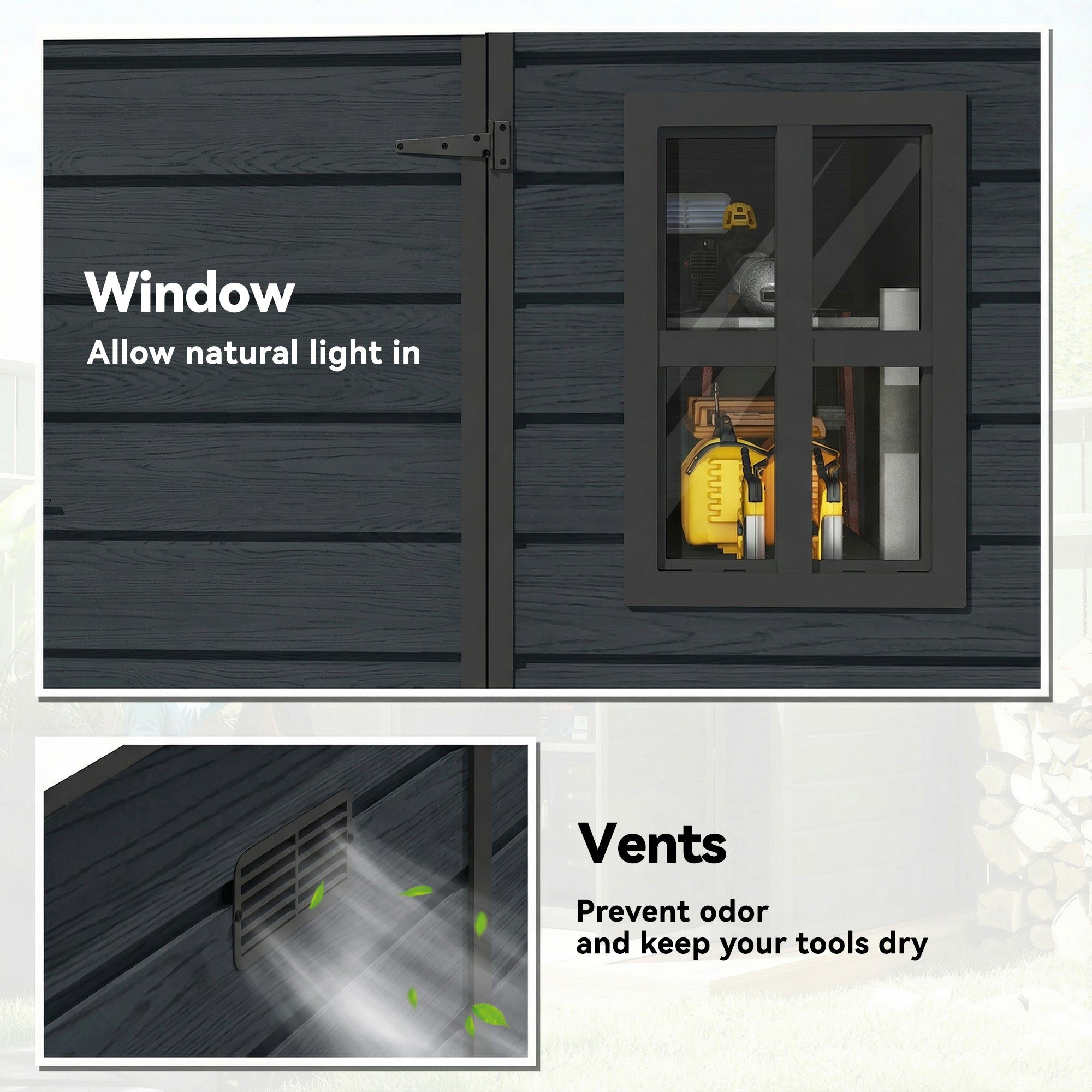 Outdoor Storage Shed - 6x6 Dark Grey Lockable Garden Shed-Patio & Garden > Lawn & Garden > Sheds-DECOROLALA
