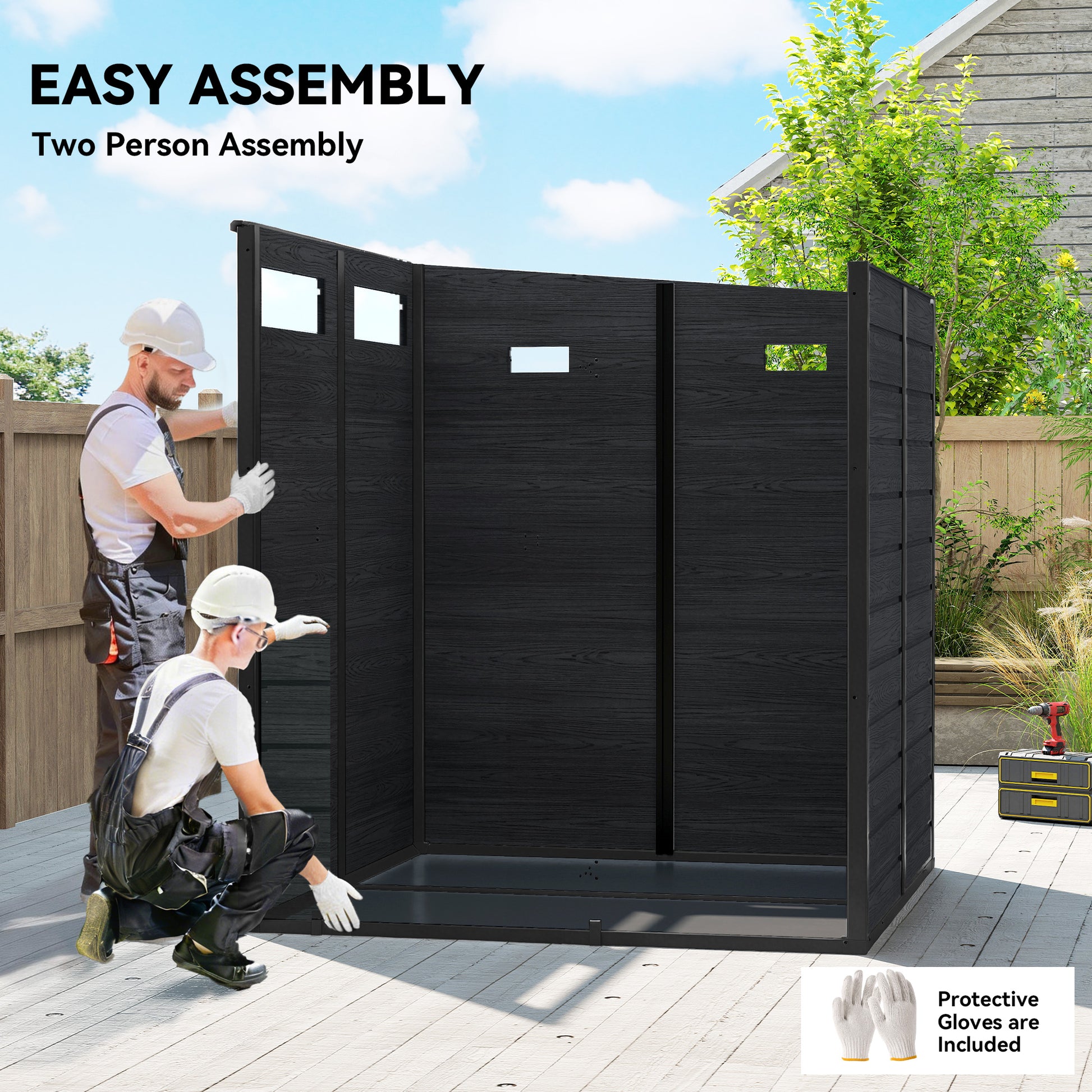 Outdoor Storage Shed - 6x6 Dark Grey Lockable Garden Shed-Patio & Garden > Lawn & Garden > Sheds-DECOROLALA