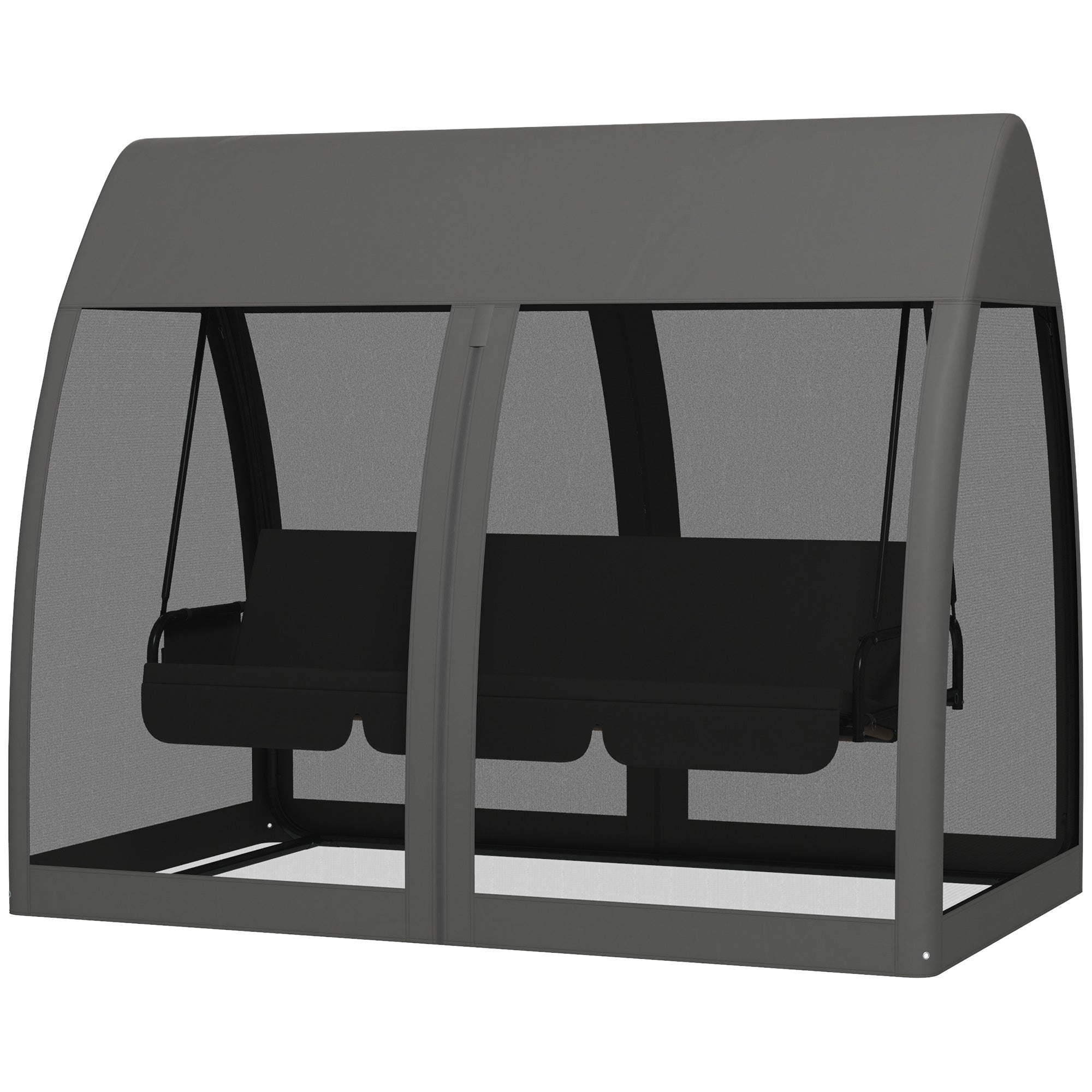 Outdoor Swing Chair Chaise - 3-Seater Grey Hammock Bench-DECOROLALA