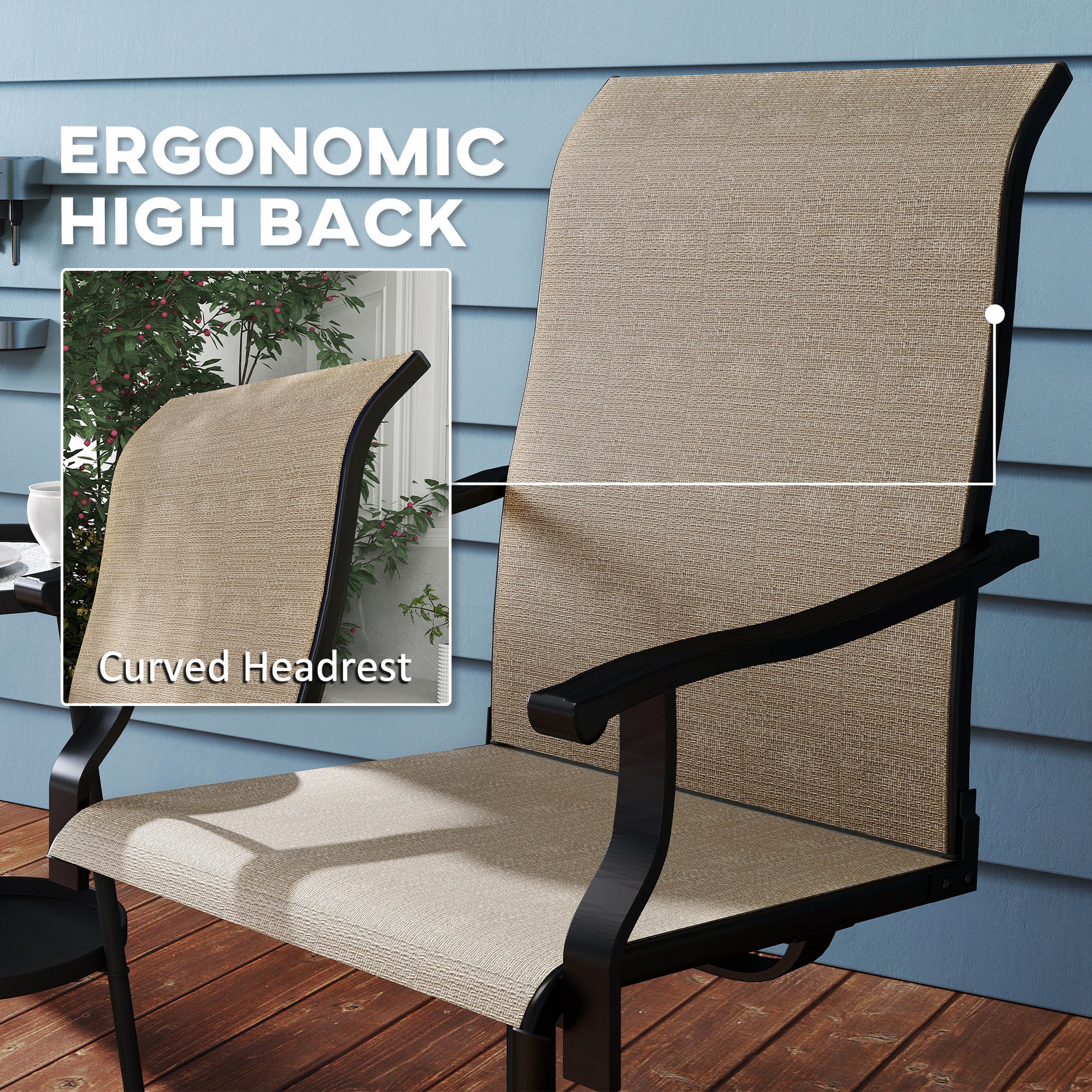 Outdoor Swivel Dining Chairs Set of 2 - Grey Mesh-DECOROLALA