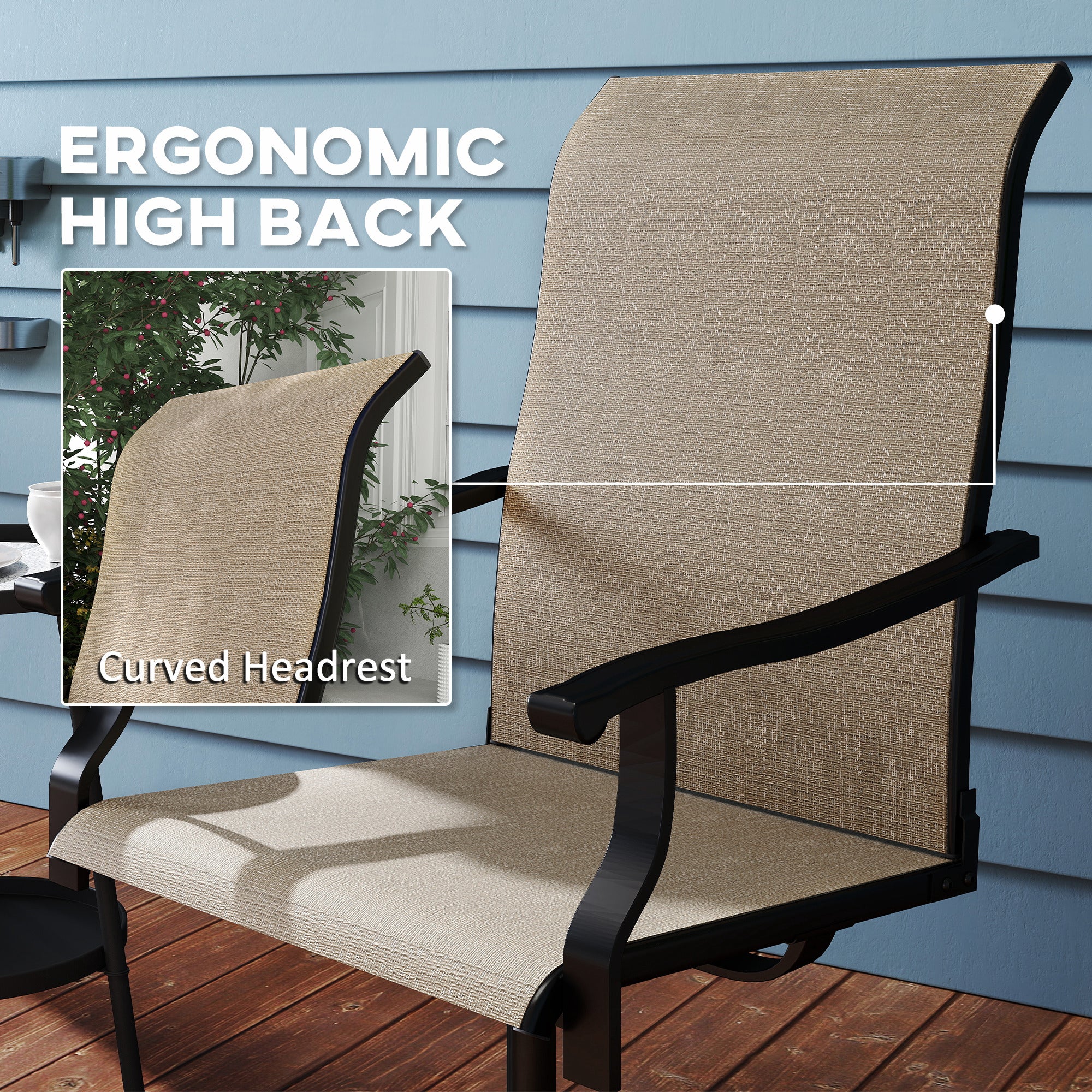 Outdoor Swivel Dining Chairs Set of 2 - Grey Mesh-DECOROLALA