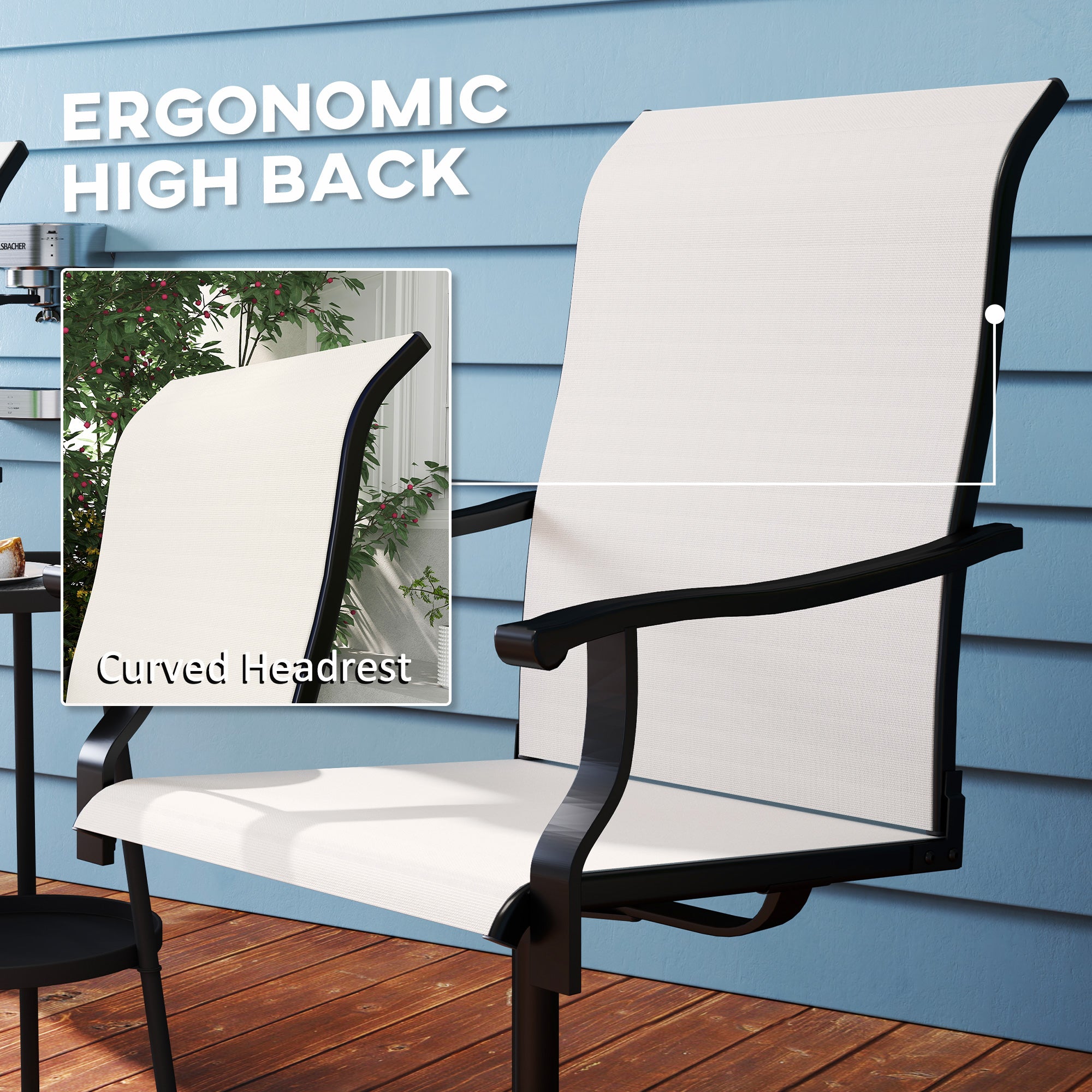 Outdoor Swivel Dining Chairs Set of 2 - Grey Mesh-DECOROLALA