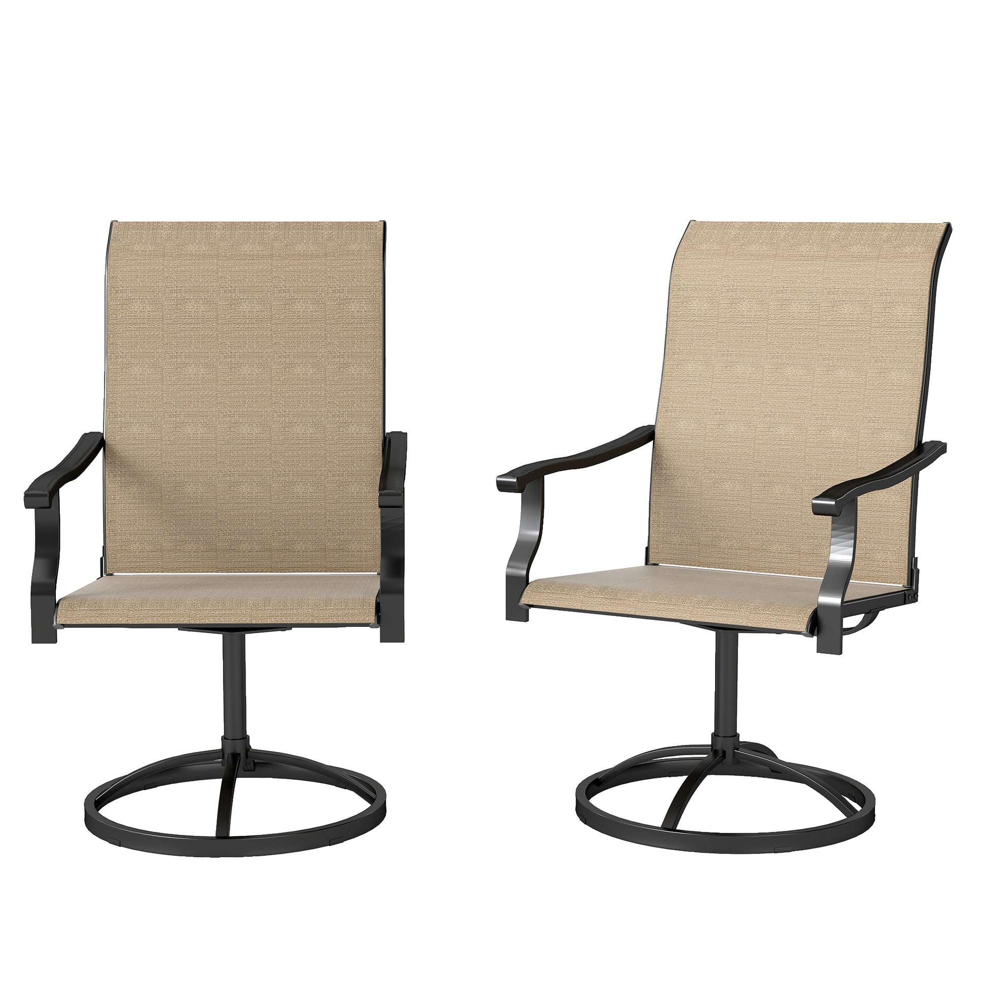 Outdoor Swivel Dining Chairs Set of 2 - Grey Mesh-DECOROLALA