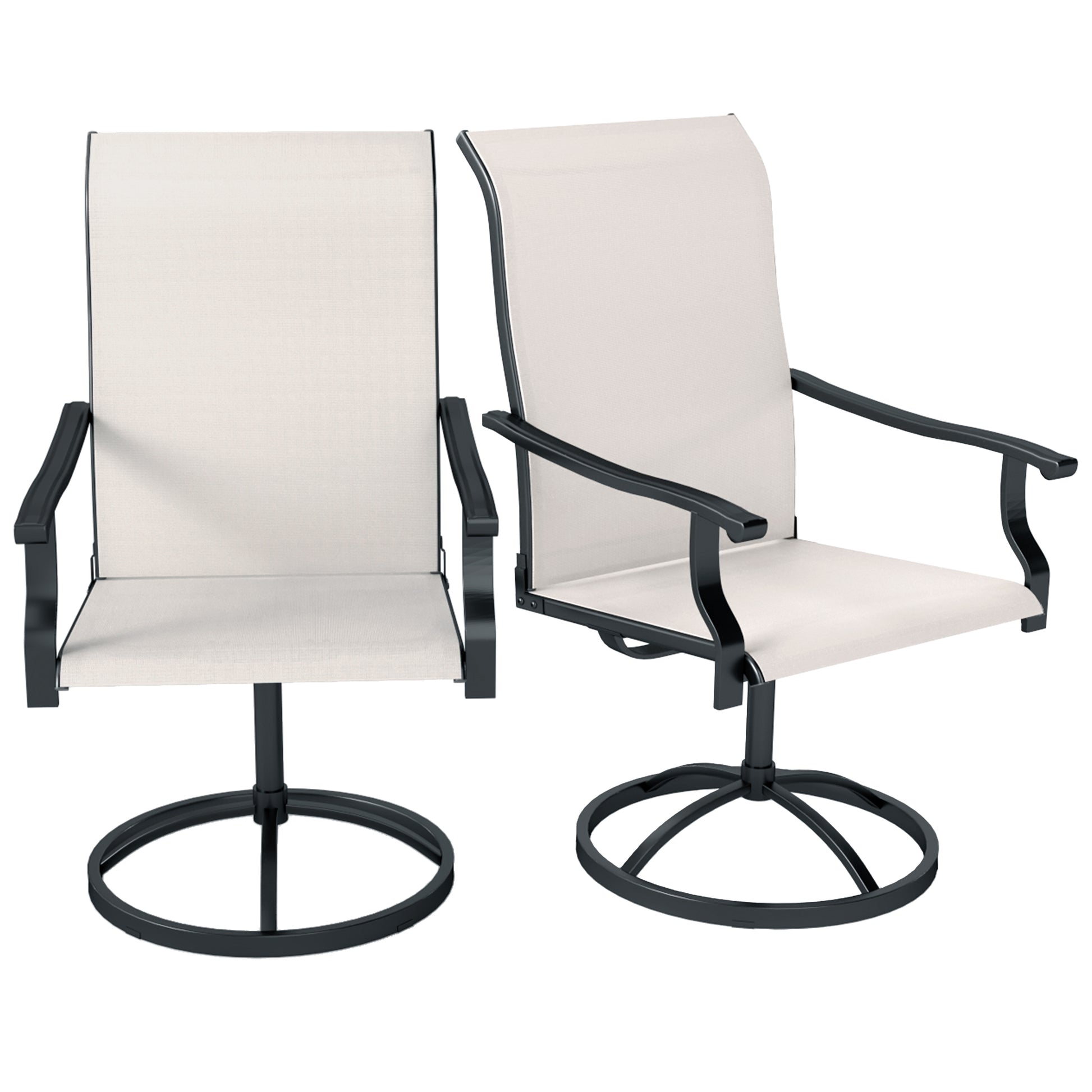 Outdoor Swivel Dining Chairs Set of 2 - Grey Mesh-DECOROLALA