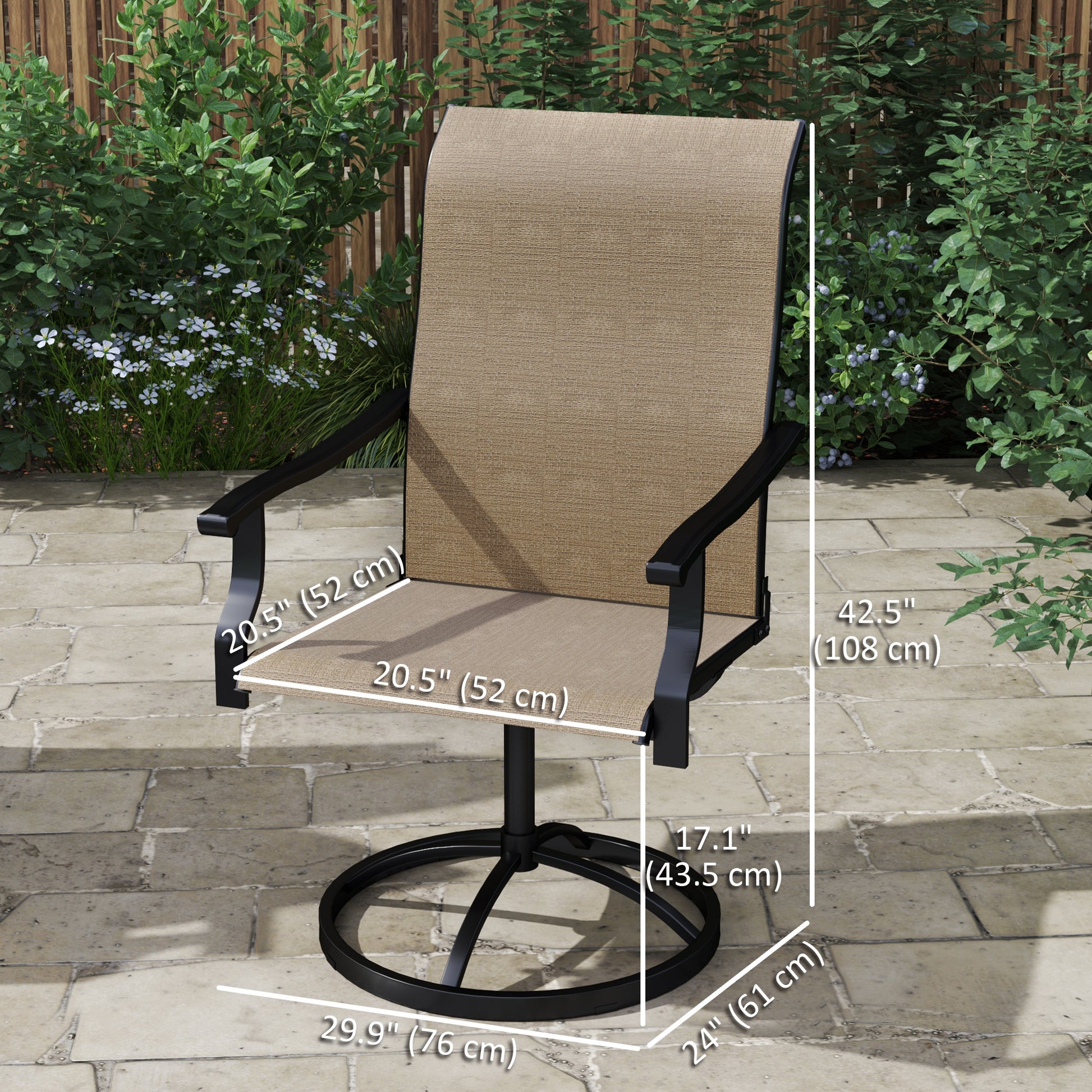 Outdoor Swivel Dining Chairs Set of 2 - Grey Mesh-DECOROLALA
