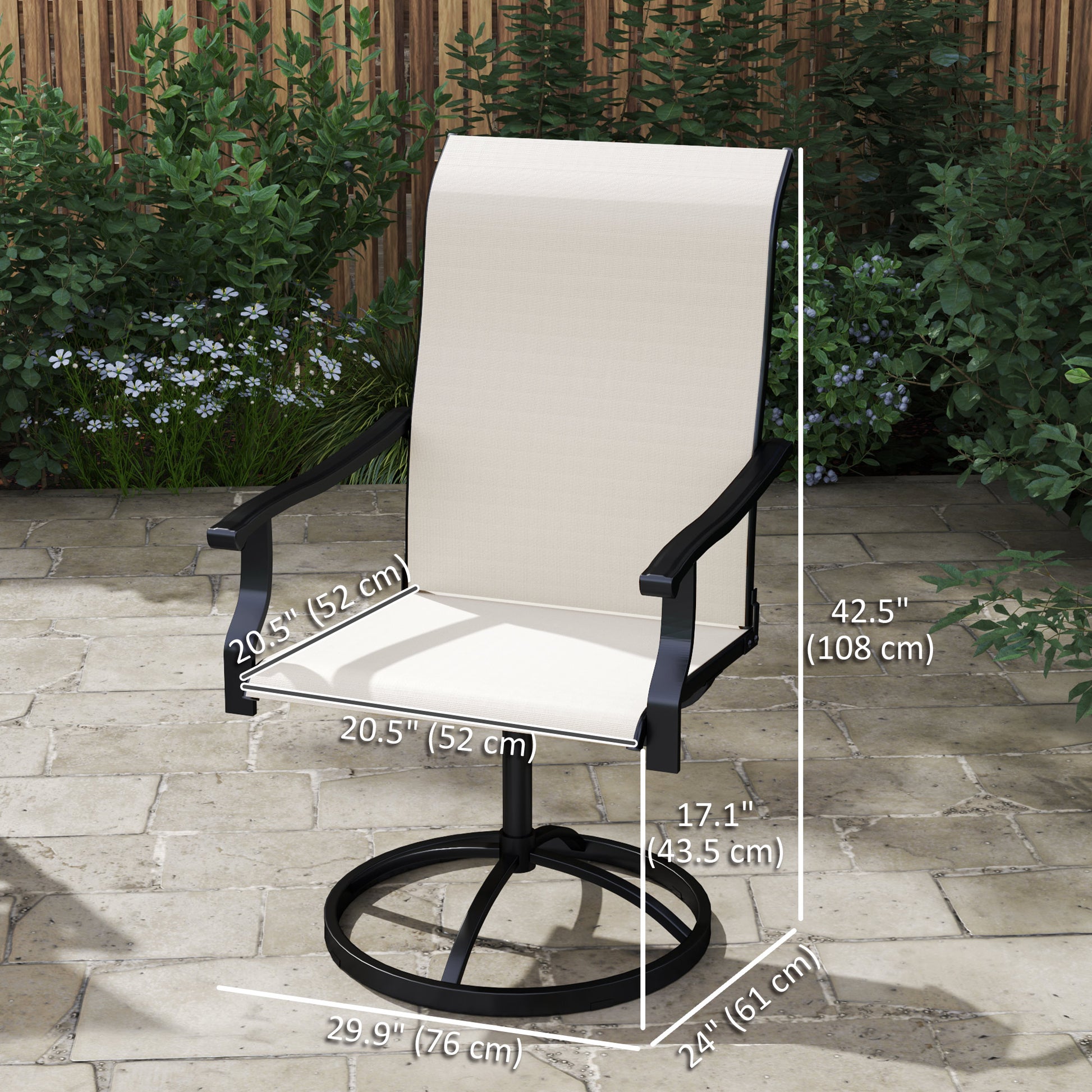 Outdoor Swivel Dining Chairs Set of 2 - Grey Mesh-DECOROLALA