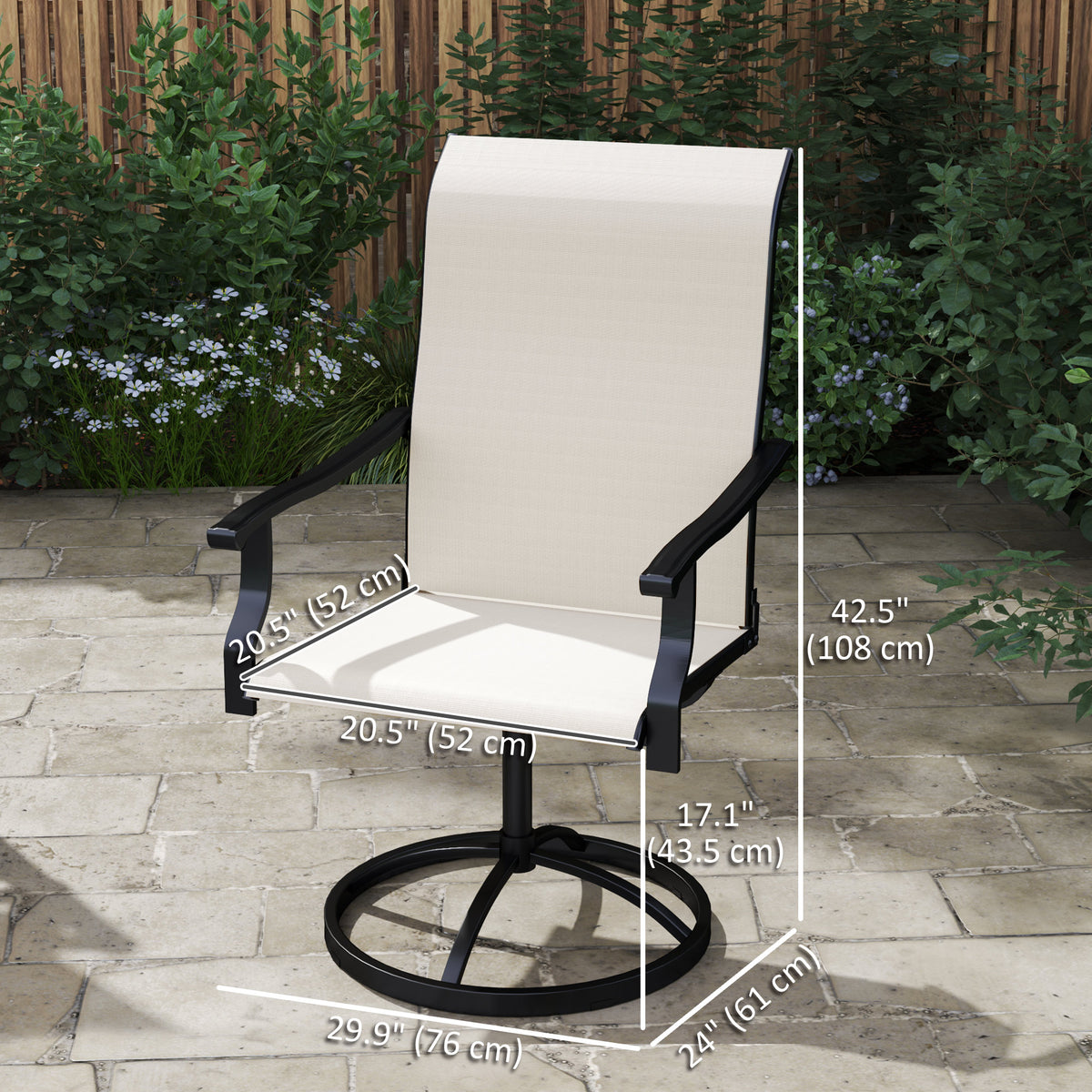 Outdoor Swivel Dining Chairs Set of 2 - Grey Mesh-Patio Dining Chairs-DECOROLALA