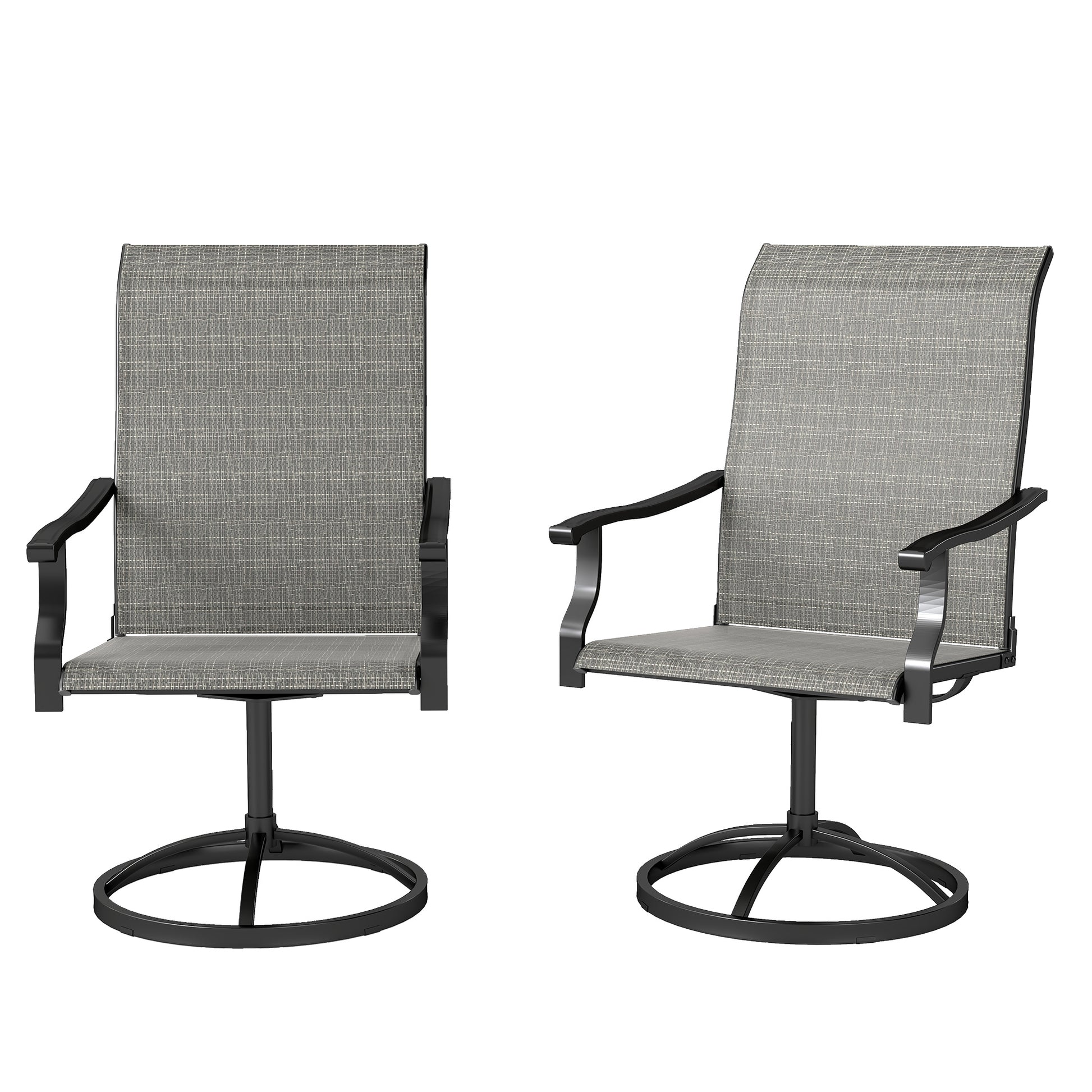 Outdoor Swivel Dining Chairs Set of 2 - Grey Mesh-DECOROLALA