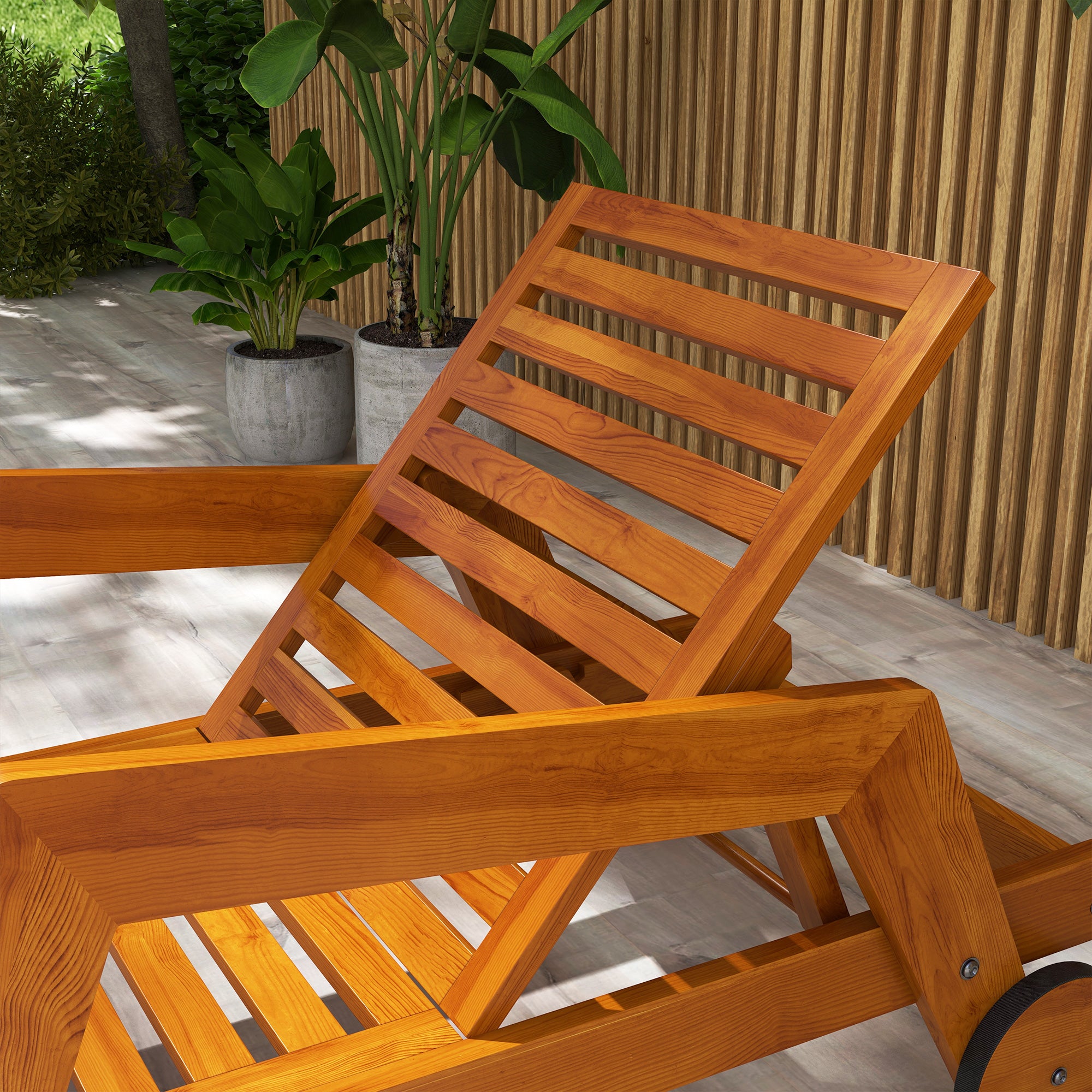 Outdoor Tanning Chair - Orange, 3-Position Adjustable, With Wheels-DECOROLALA