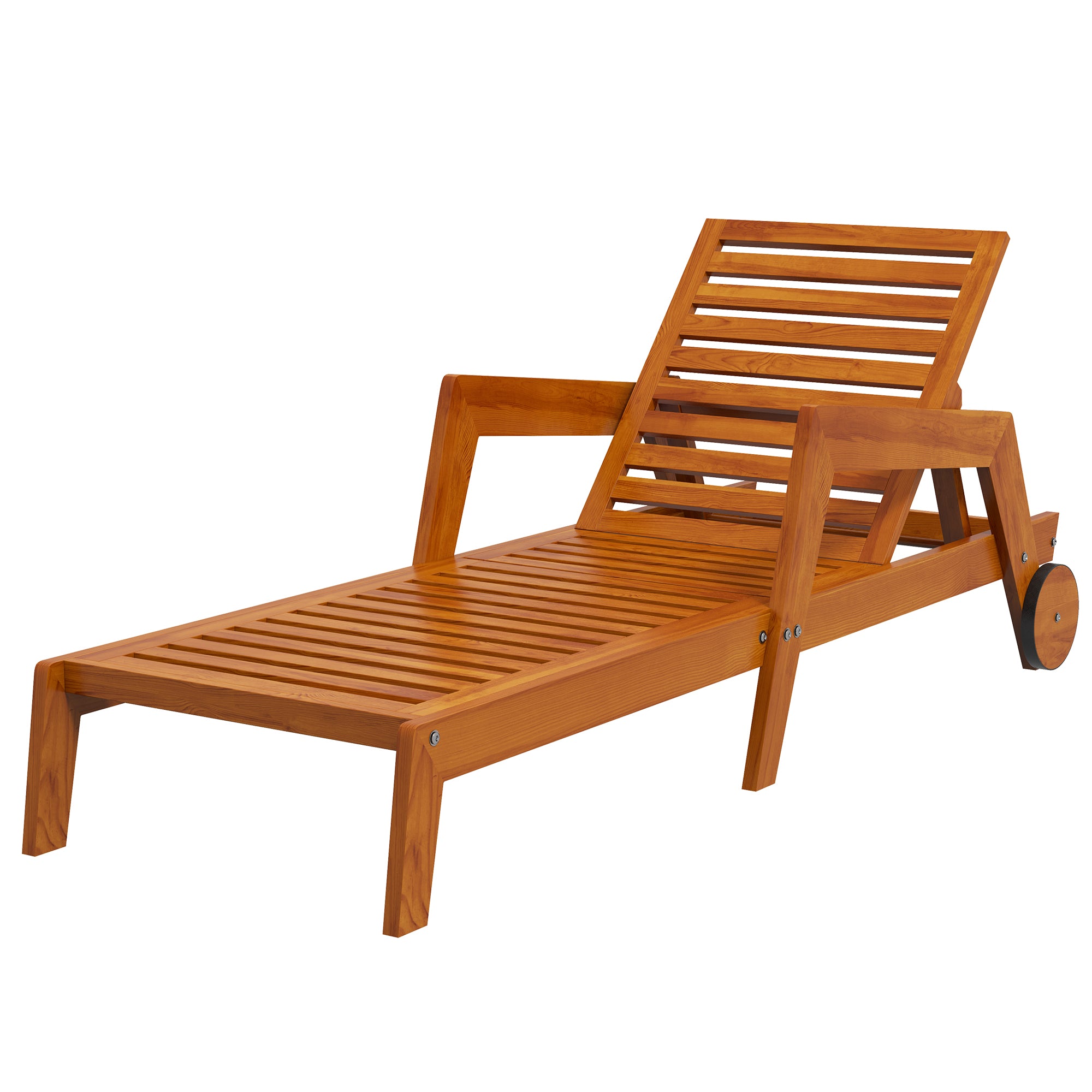 Outdoor Tanning Chair - Orange, 3-Position Adjustable, With Wheels-DECOROLALA