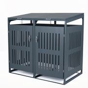 Outdoor Trash Can Storage Shed for 2 Bins with Gas Struts-Gray-Sheds & Outdoor Storage-DECOROLALA