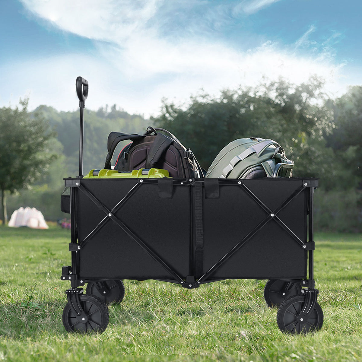 Outdoor Utility Garden Trolley Buggy -Dark Black-Garden Carts-DECOROLALA