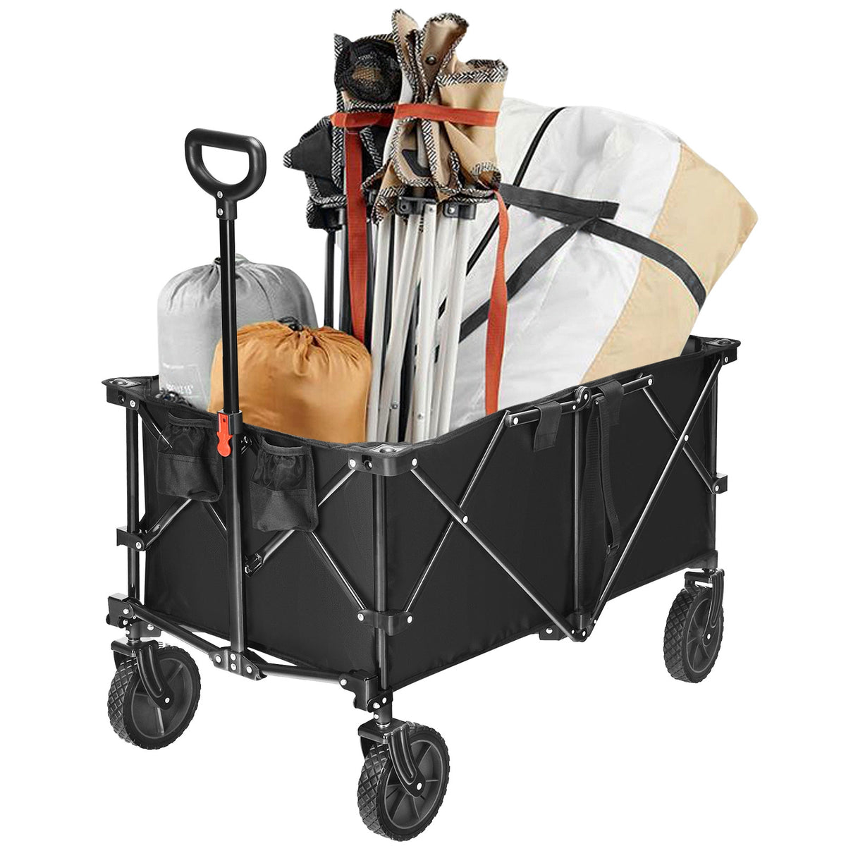 Outdoor Utility Garden Trolley Buggy -Dark Black-Garden Carts-DECOROLALA