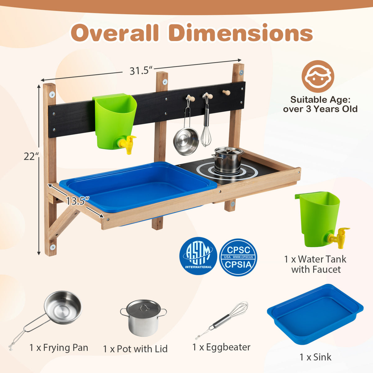 Cuisine de boue murale extérieure pour enfants à partir de 3 ans