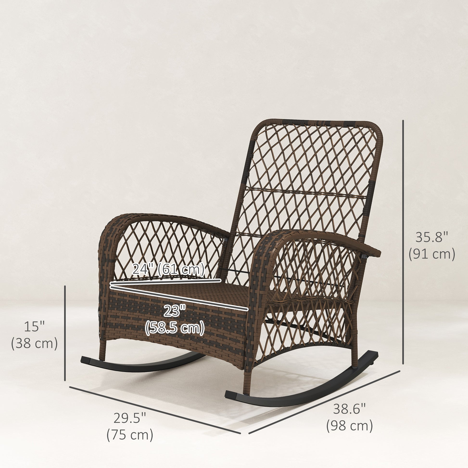 Outdoor Wicker Rattan Rocking Chair - Light Green-DECOROLALA