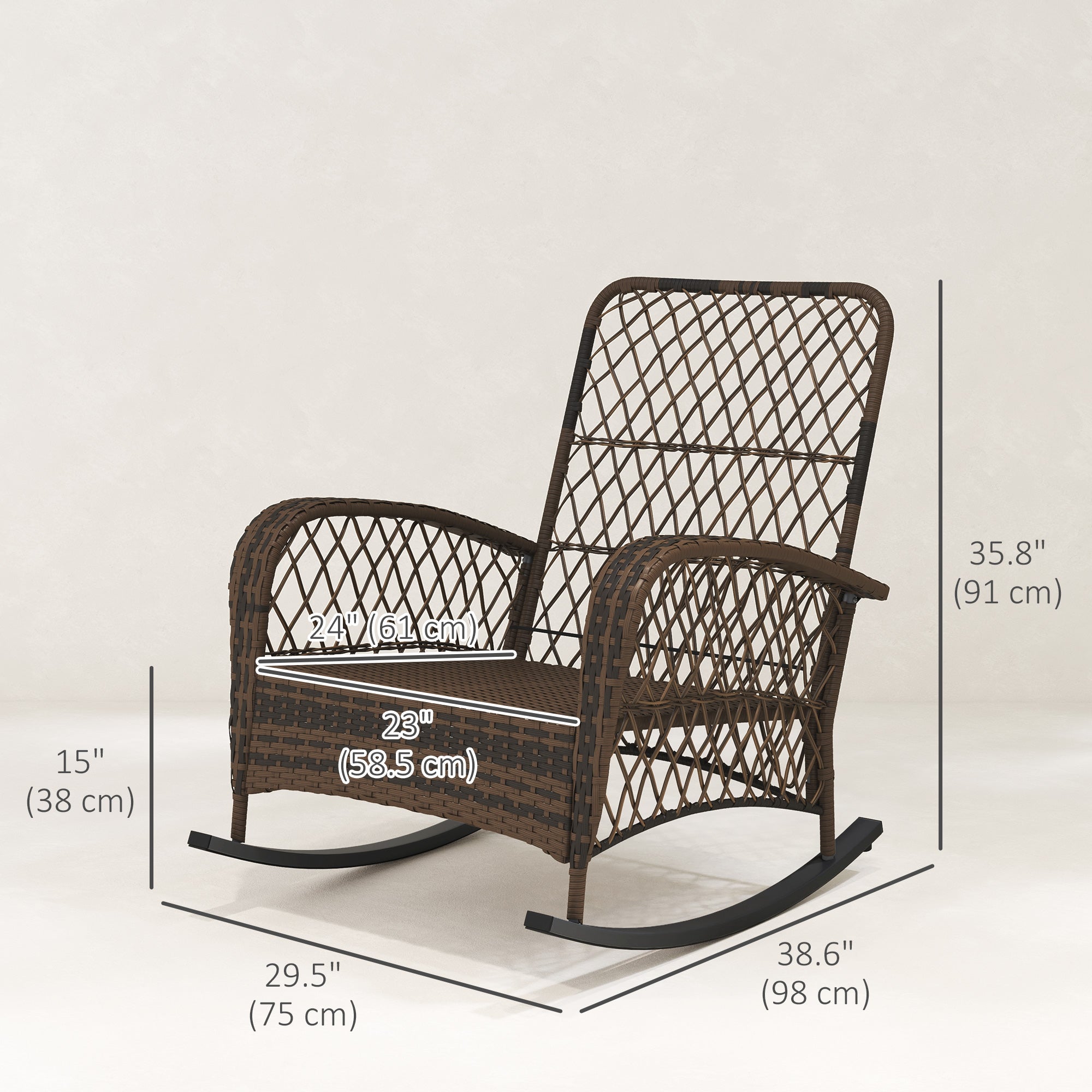 Outdoor Wicker Rattan Rocking Chair - Light Green-DECOROLALA